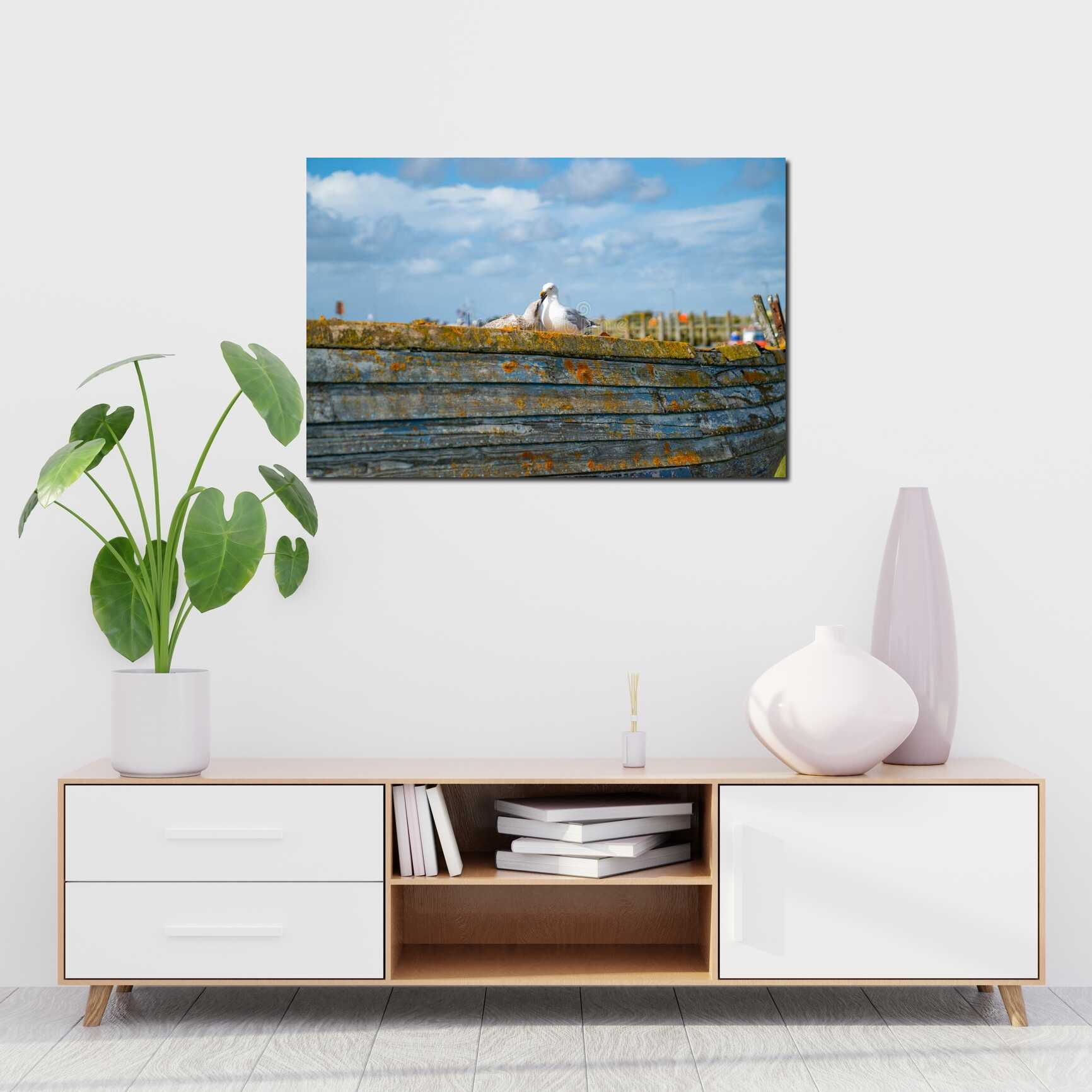 Canvas above sofa for size context