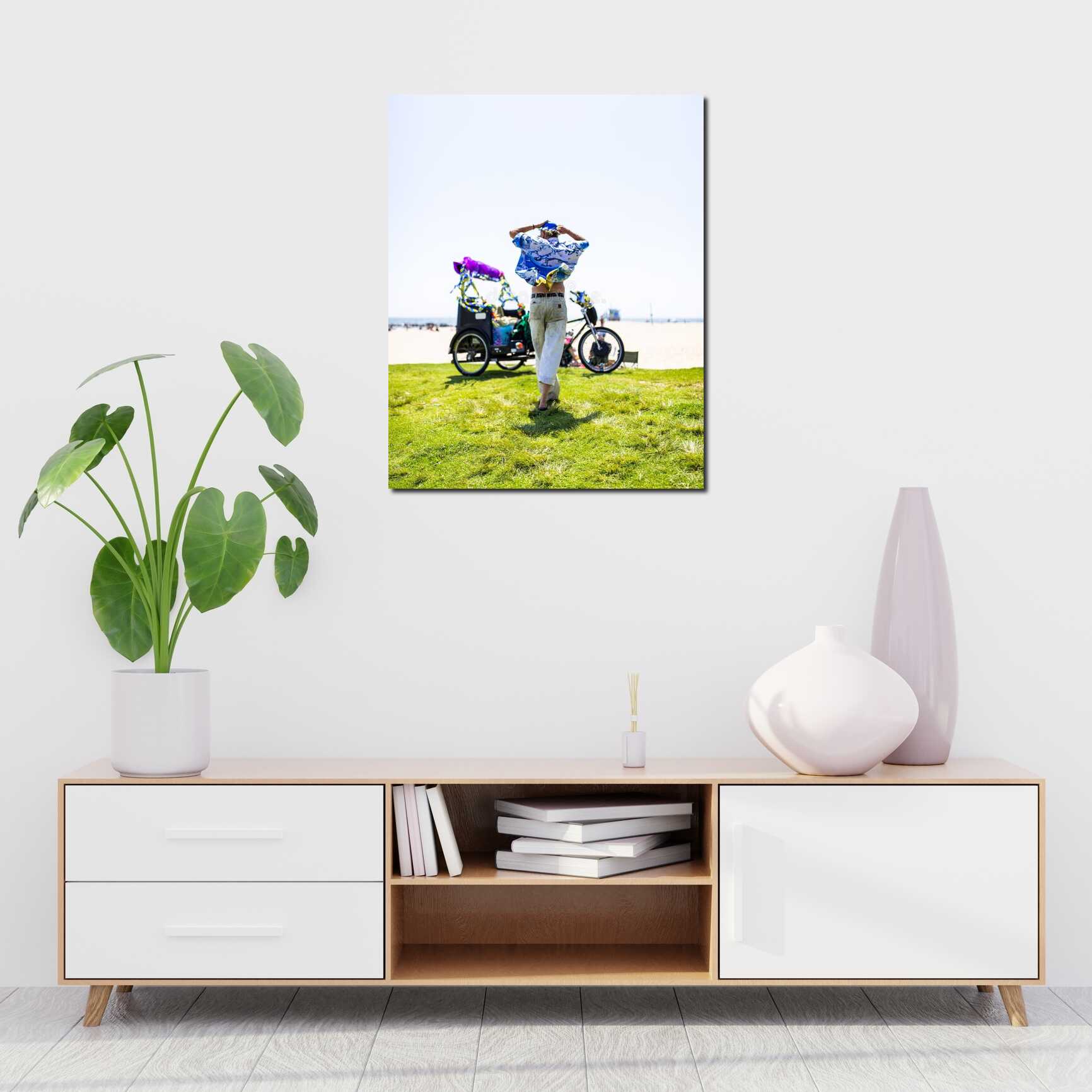 Canvas above sofa for size context