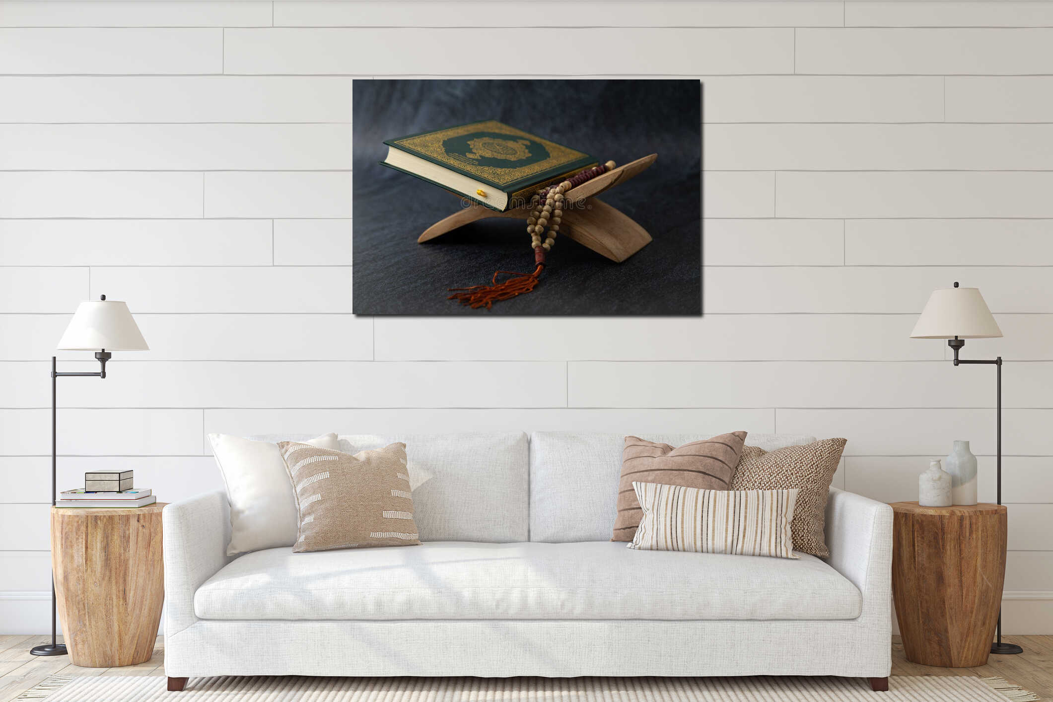 Quran - holy book  Muslims religion, Concept: open book holy prayers for god,  Friday In the month of Ramadan  religion Islamic interior mockup
