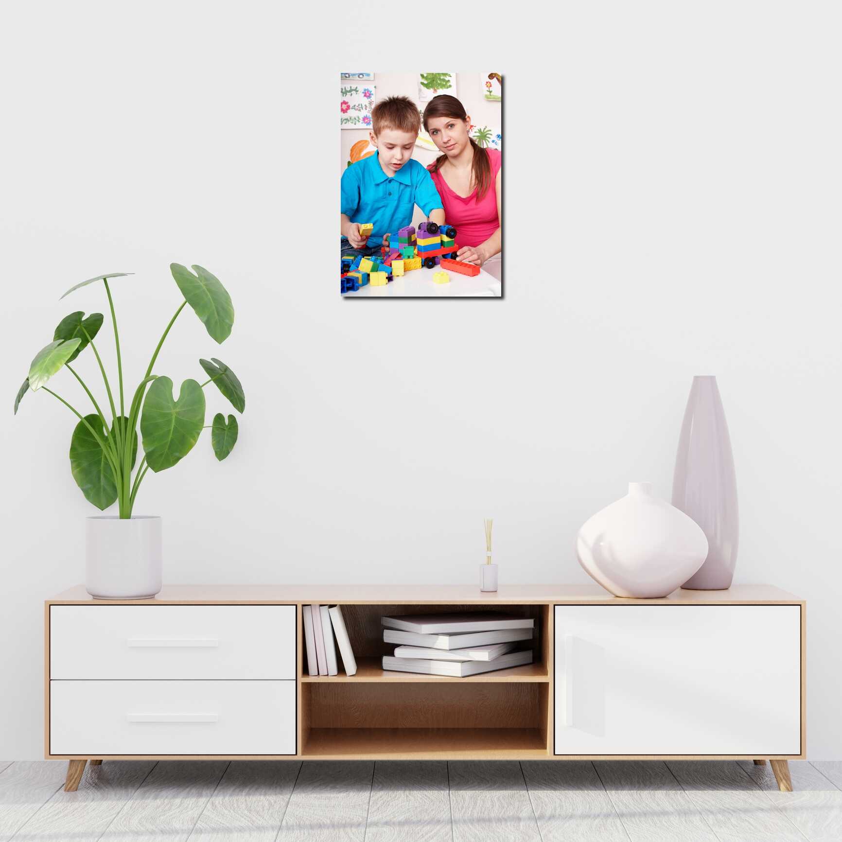 Canvas above sofa for size context