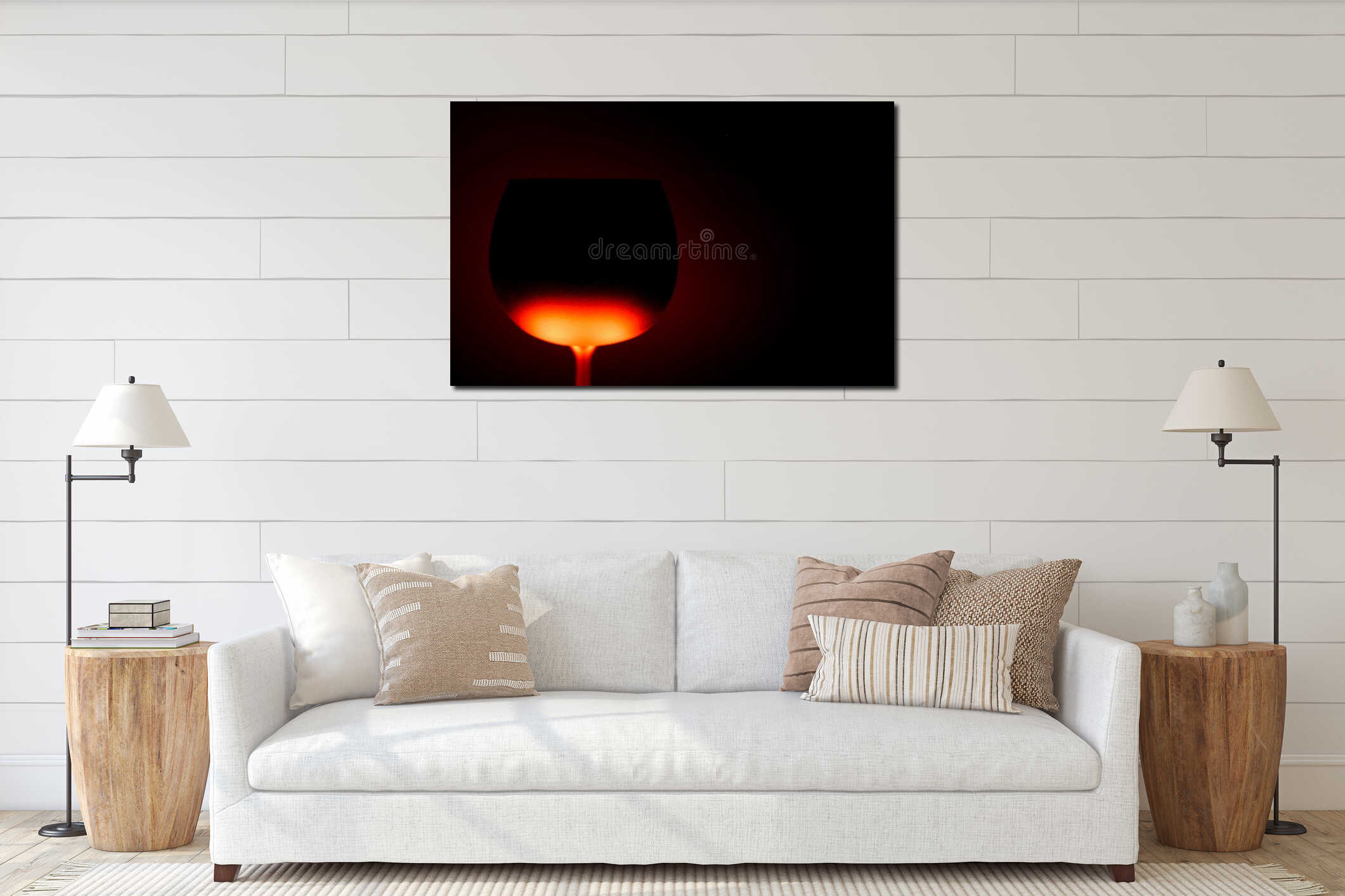 Close up of illuminated isolated red yellow glowing black cocktail glass interior mockup