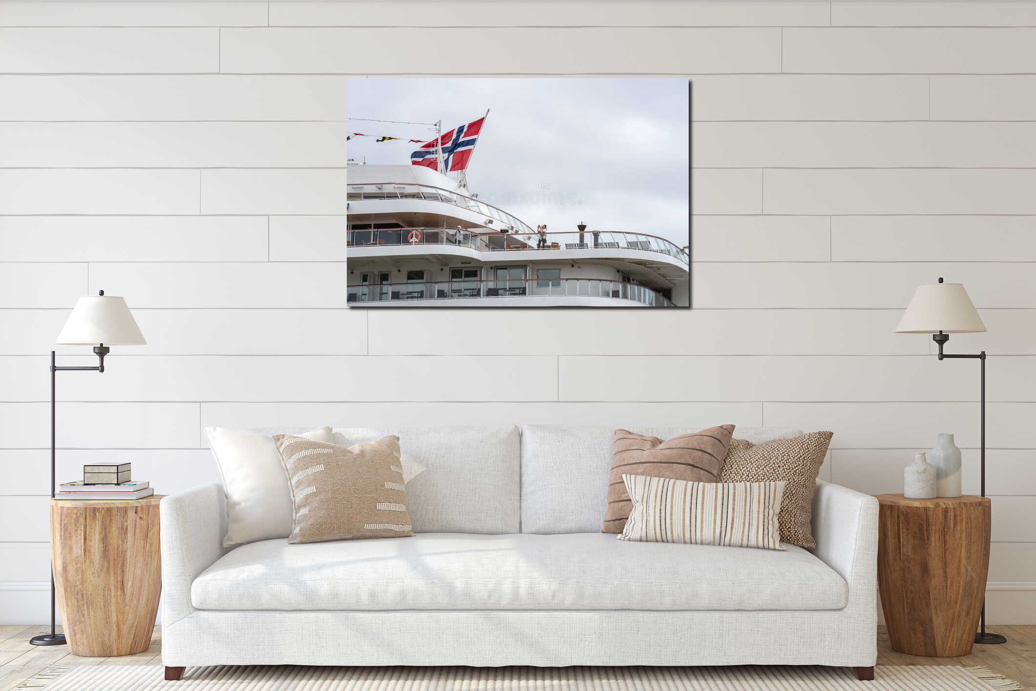 London, UK, July 14, 2019. The Viking Jupiter cruise liner, belonging to the Viking Cruise Line, docked at Greenwich interior mockup