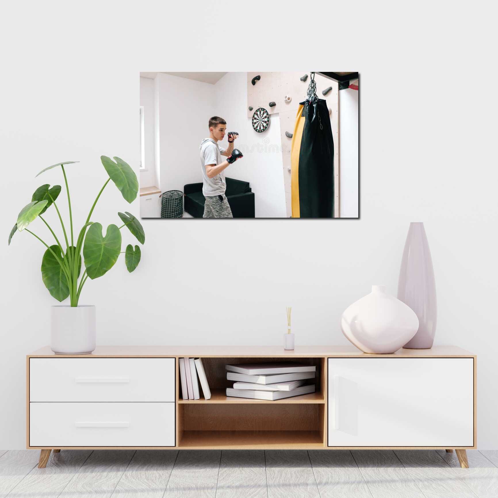 Canvas above sofa for size context