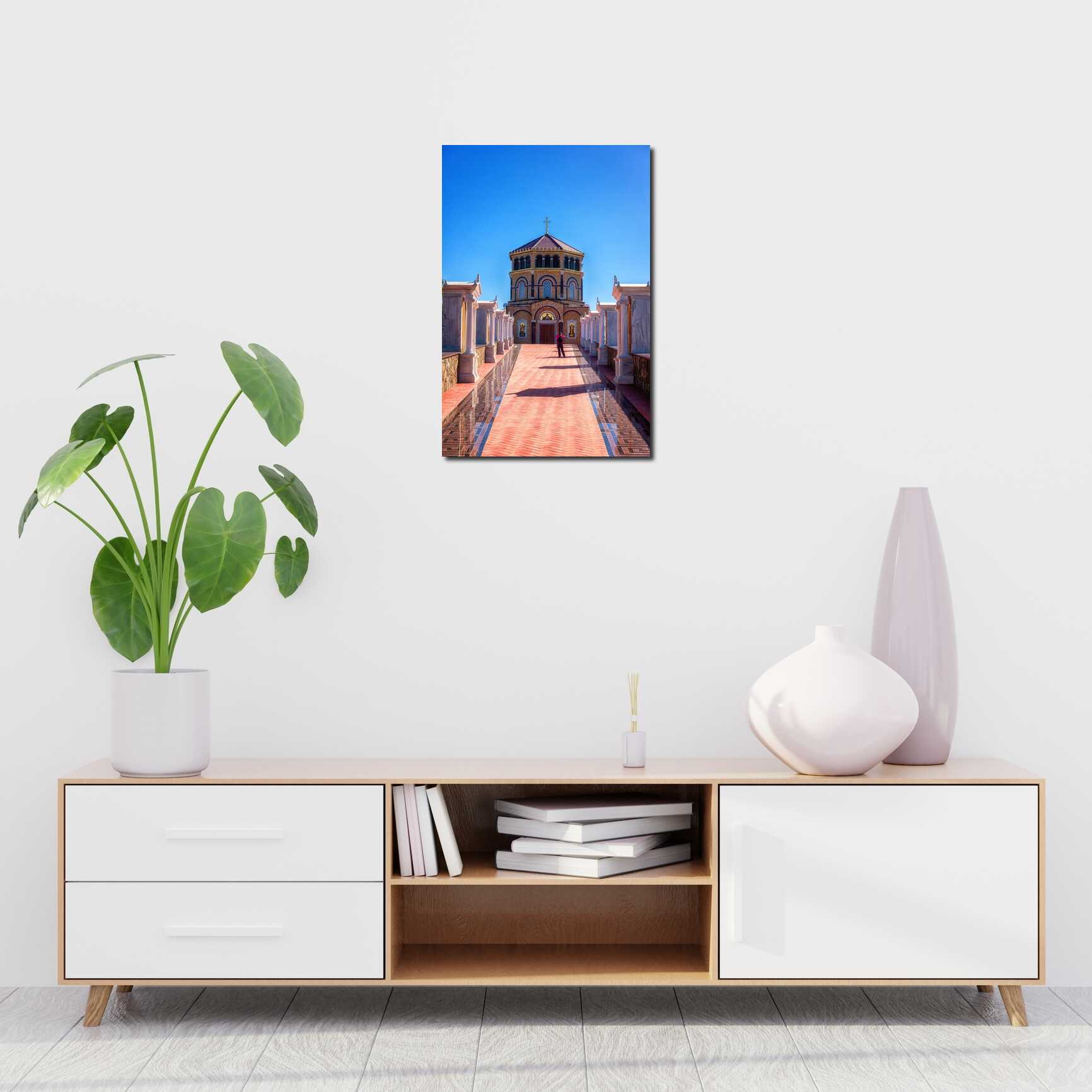 Canvas above sofa for size context