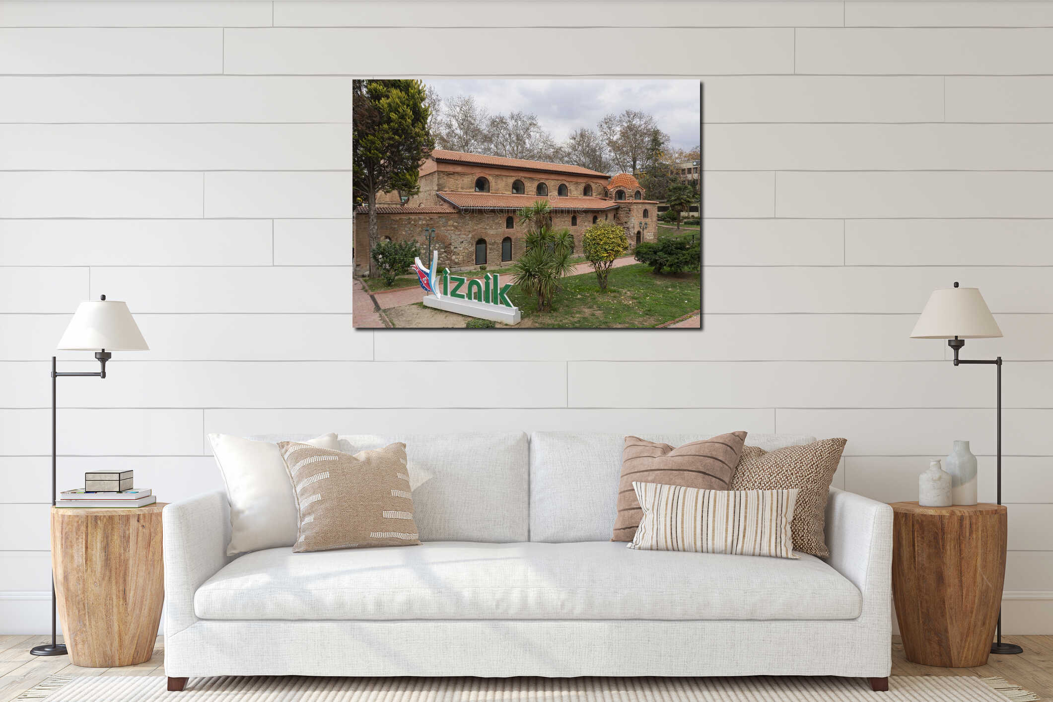 Iznik, Bursa, Turkey - December 15, 2019: Iznik Hagia Sophia church Iznik Ayasofya Orhan Camii interior mockup