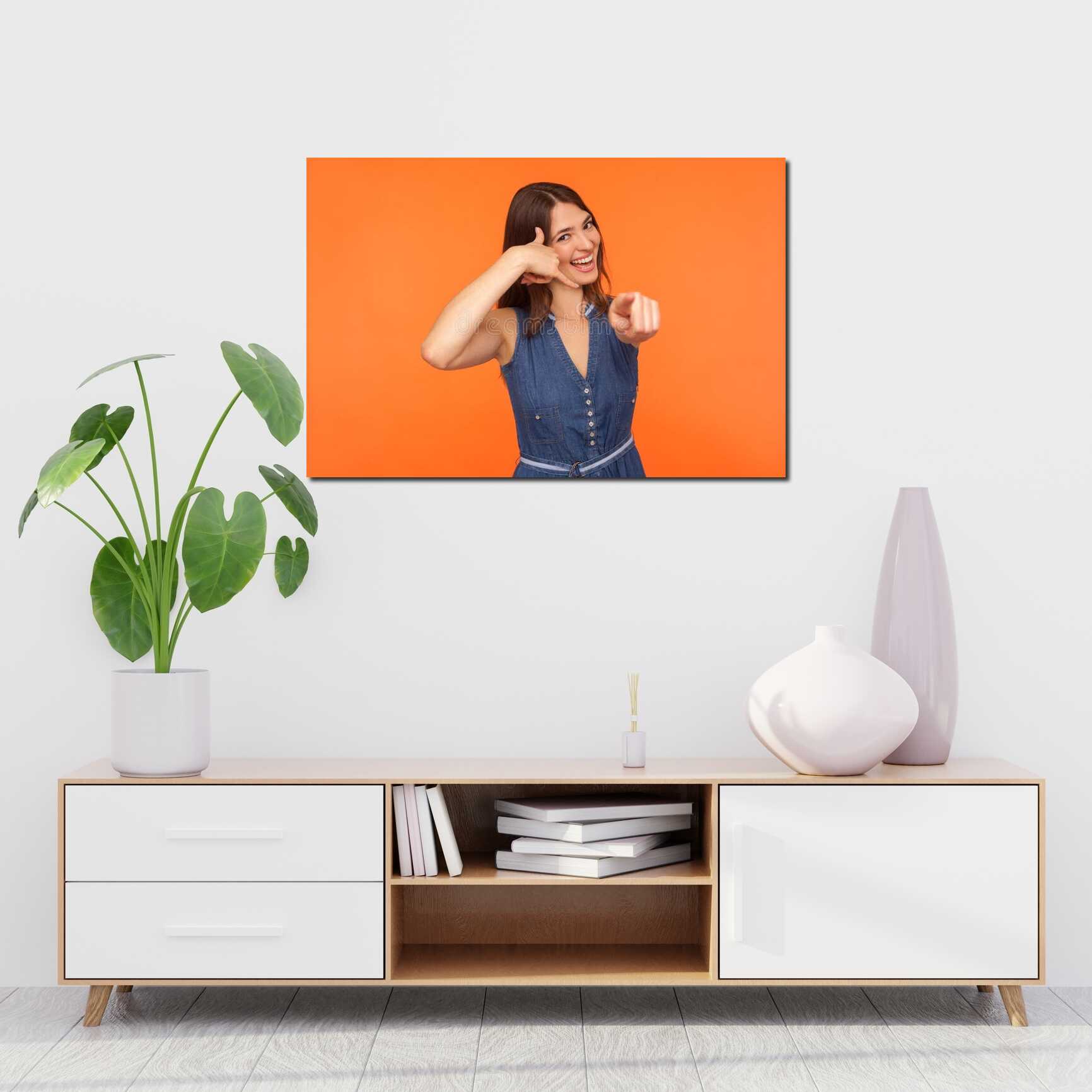 Canvas above sofa for size context