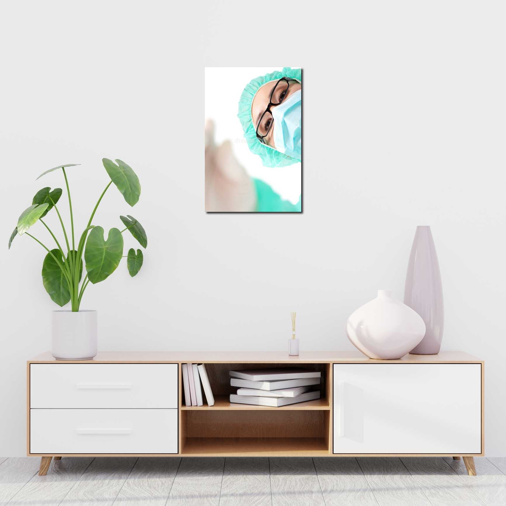 Canvas above sofa for size context