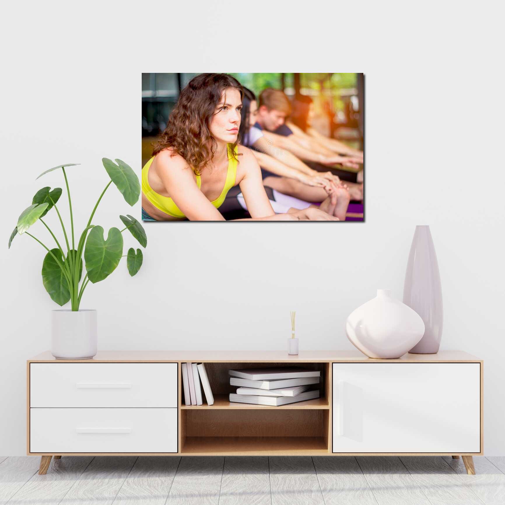 Canvas above sofa for size context