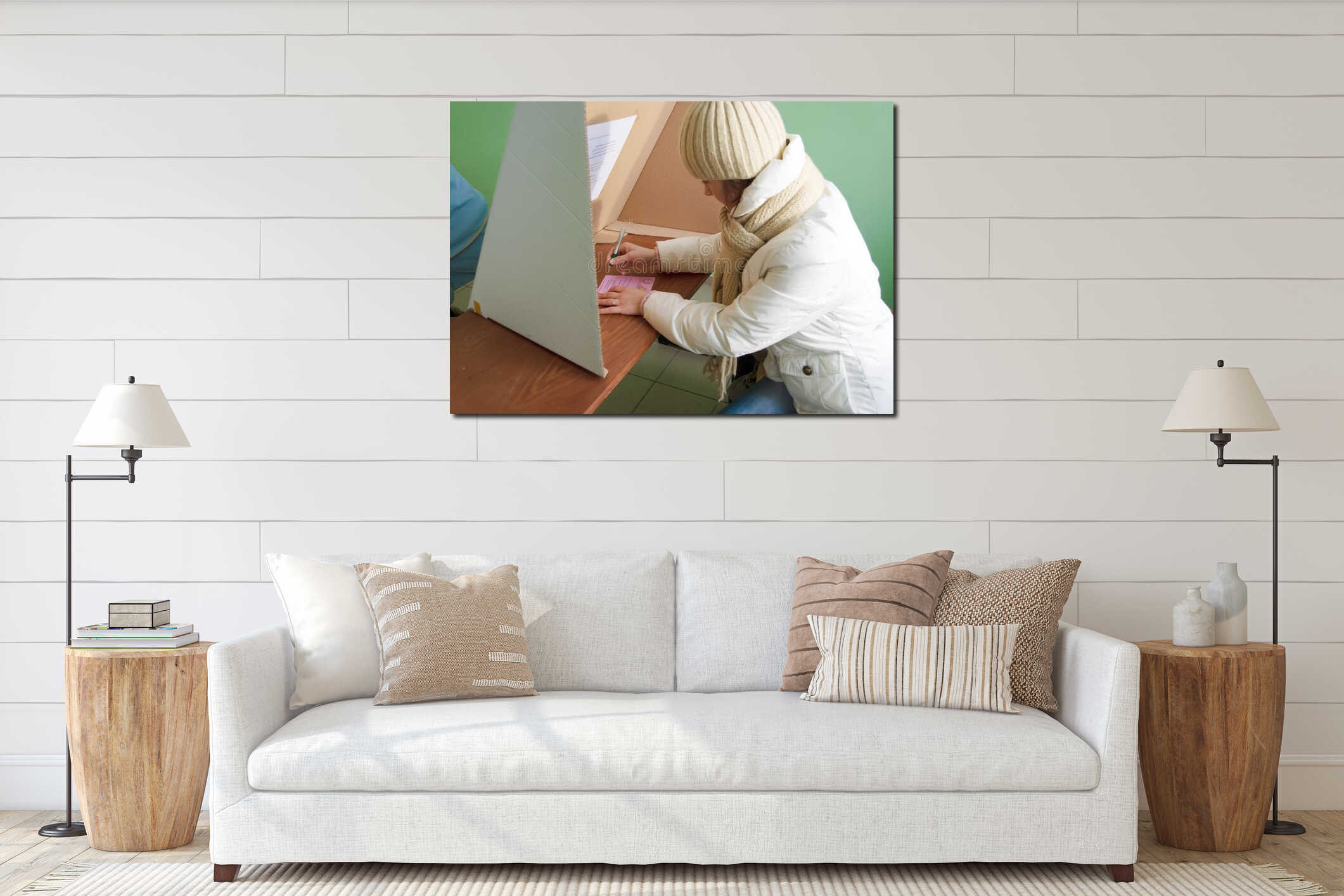 Canvas hanging interior mockup