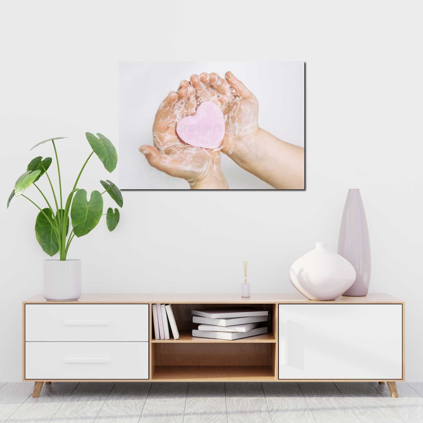 Canvas above sofa for size context