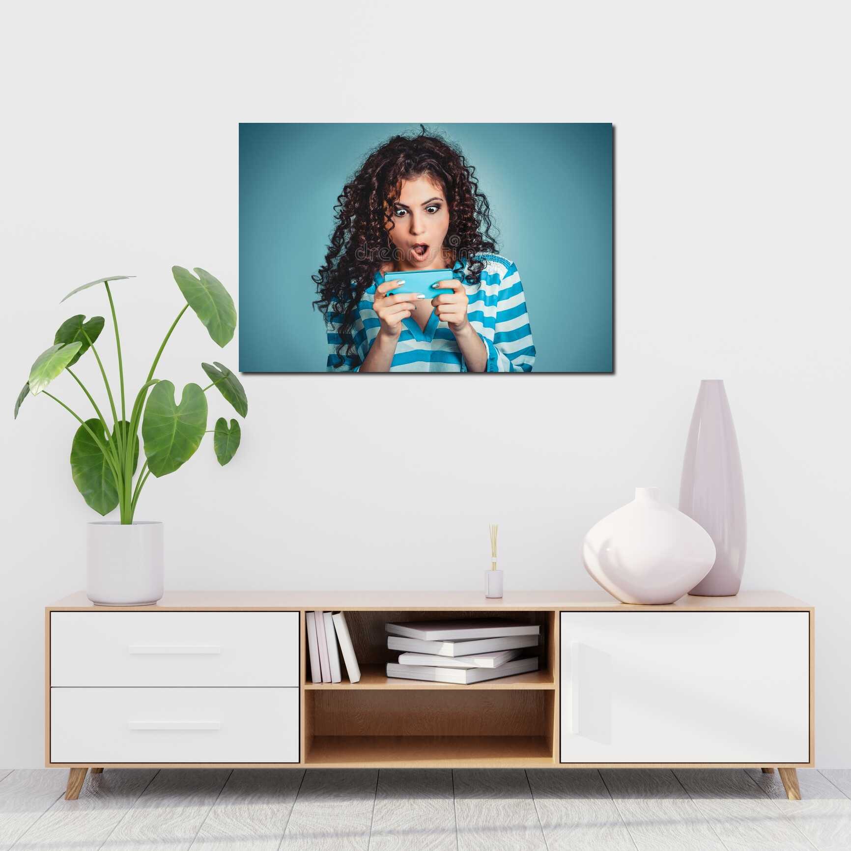 Canvas above sofa for size context