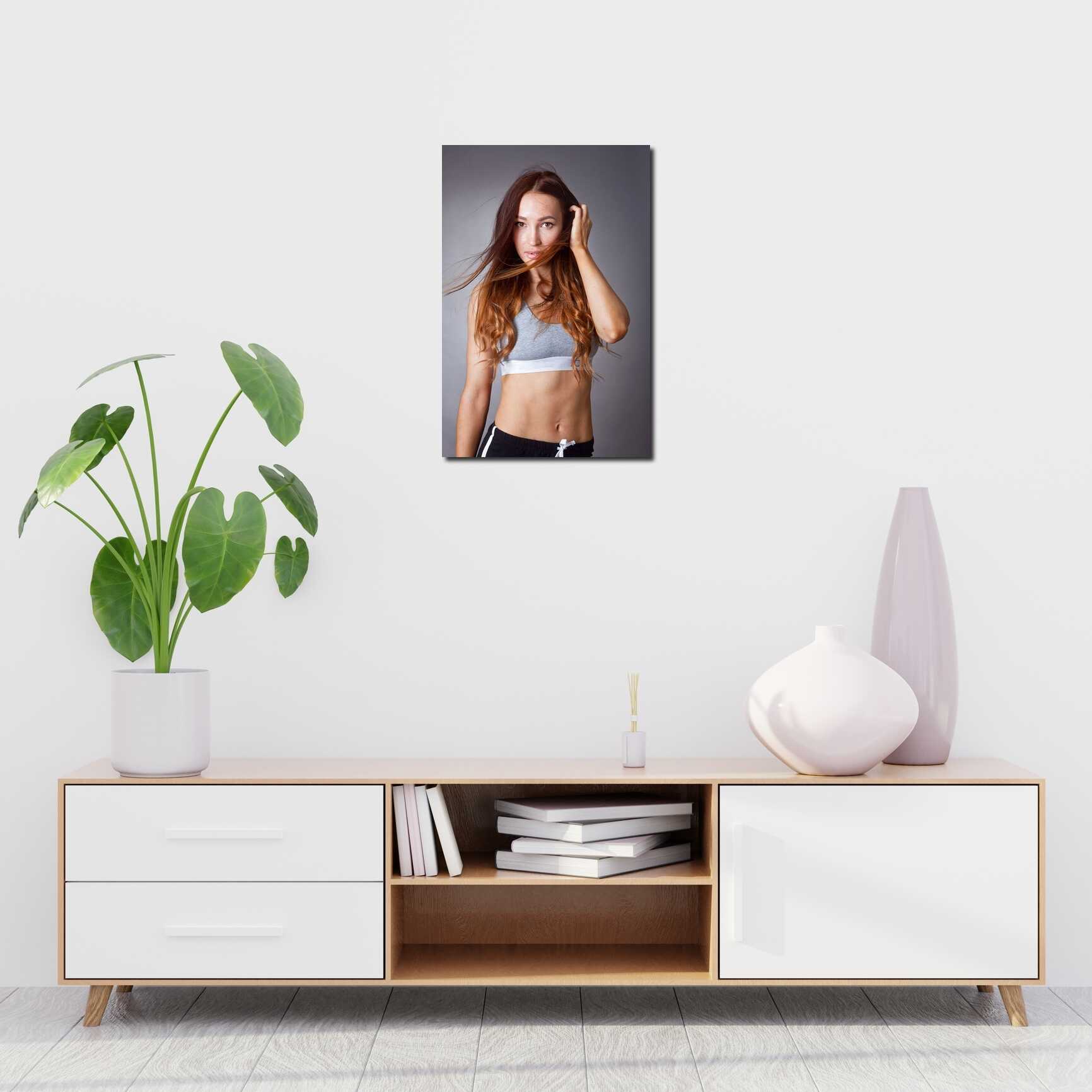 Canvas above sofa for size context