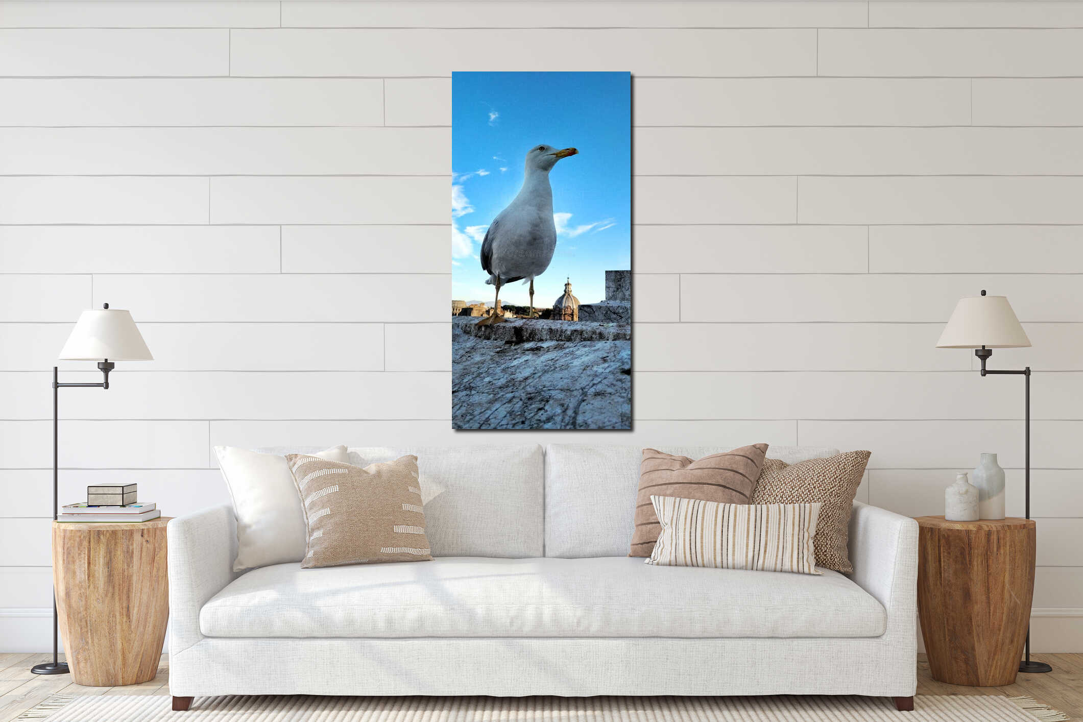 Seagull Rome look blue sky interior mockup