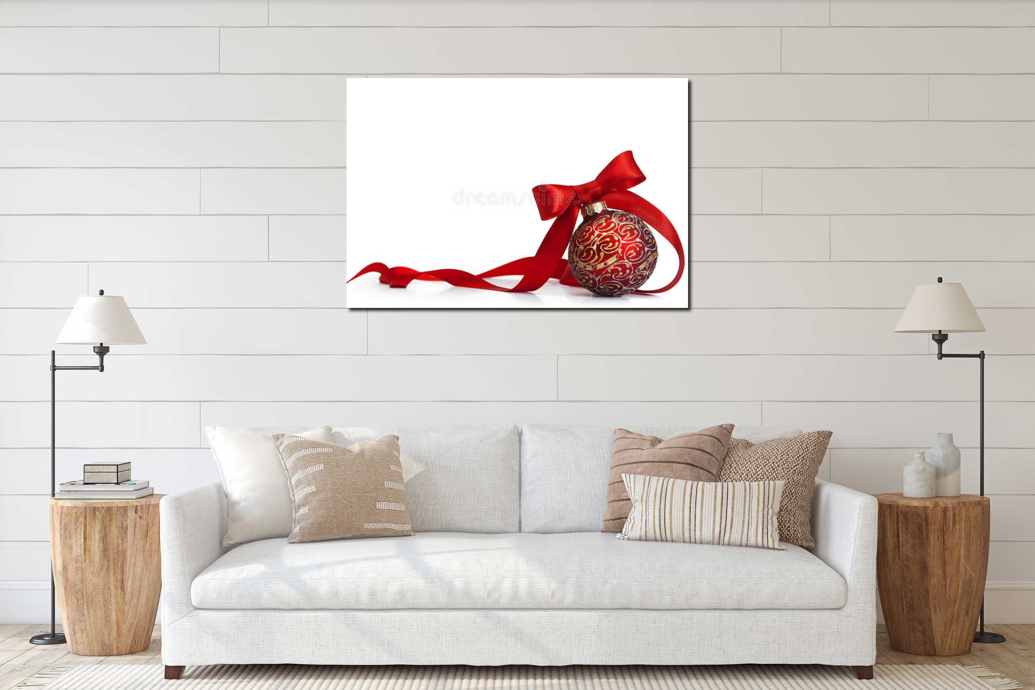 Red Christmas bal interior mockup