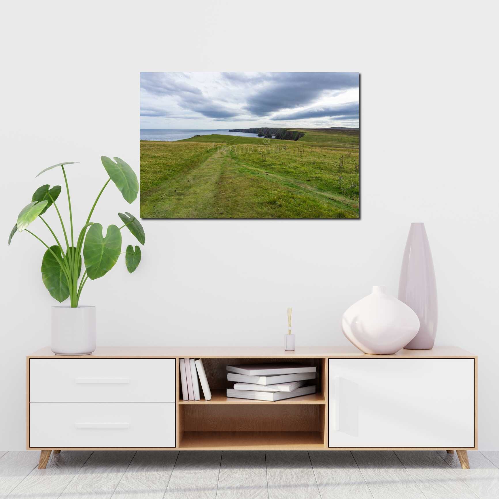 Canvas above sofa for size context