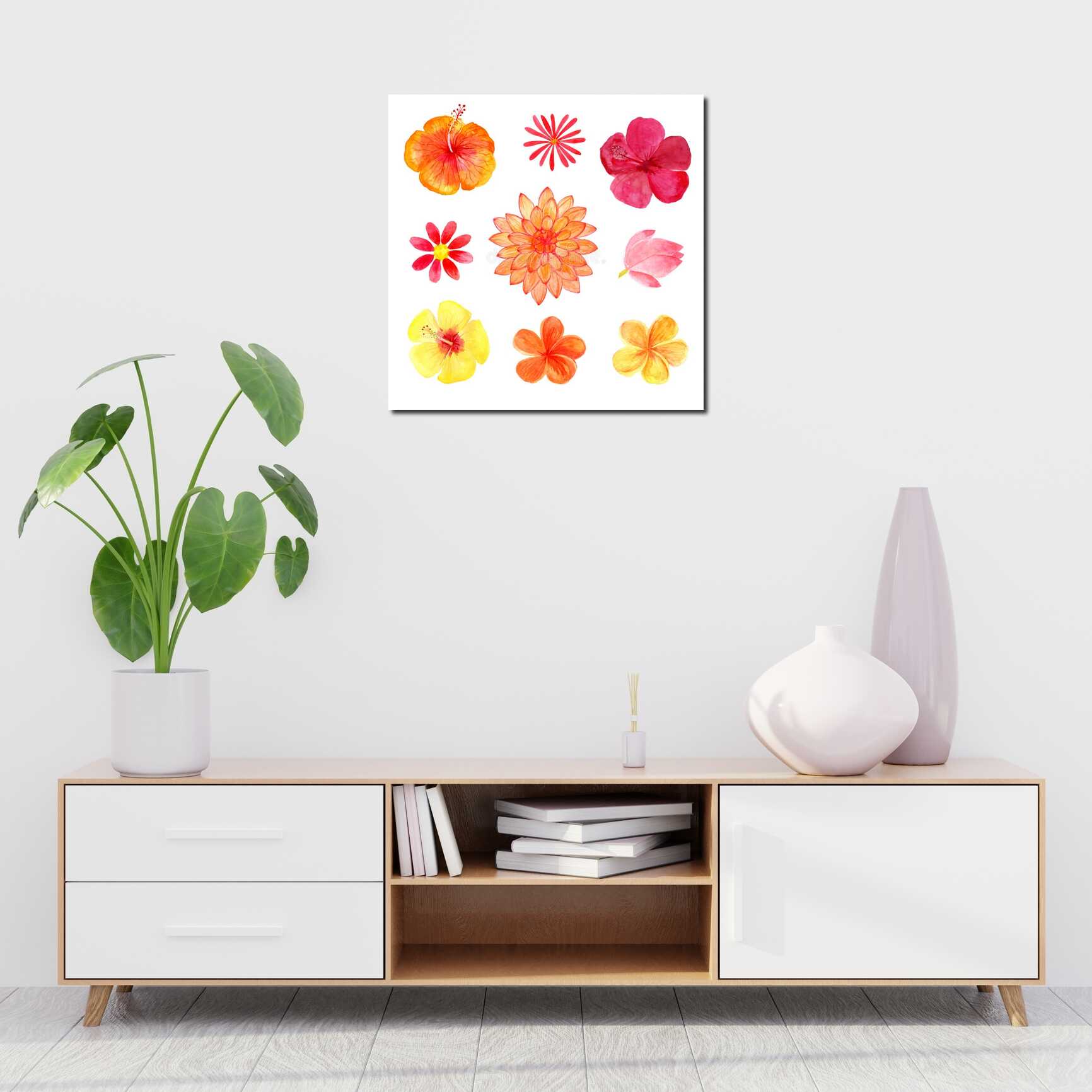 Canvas above sofa for size context