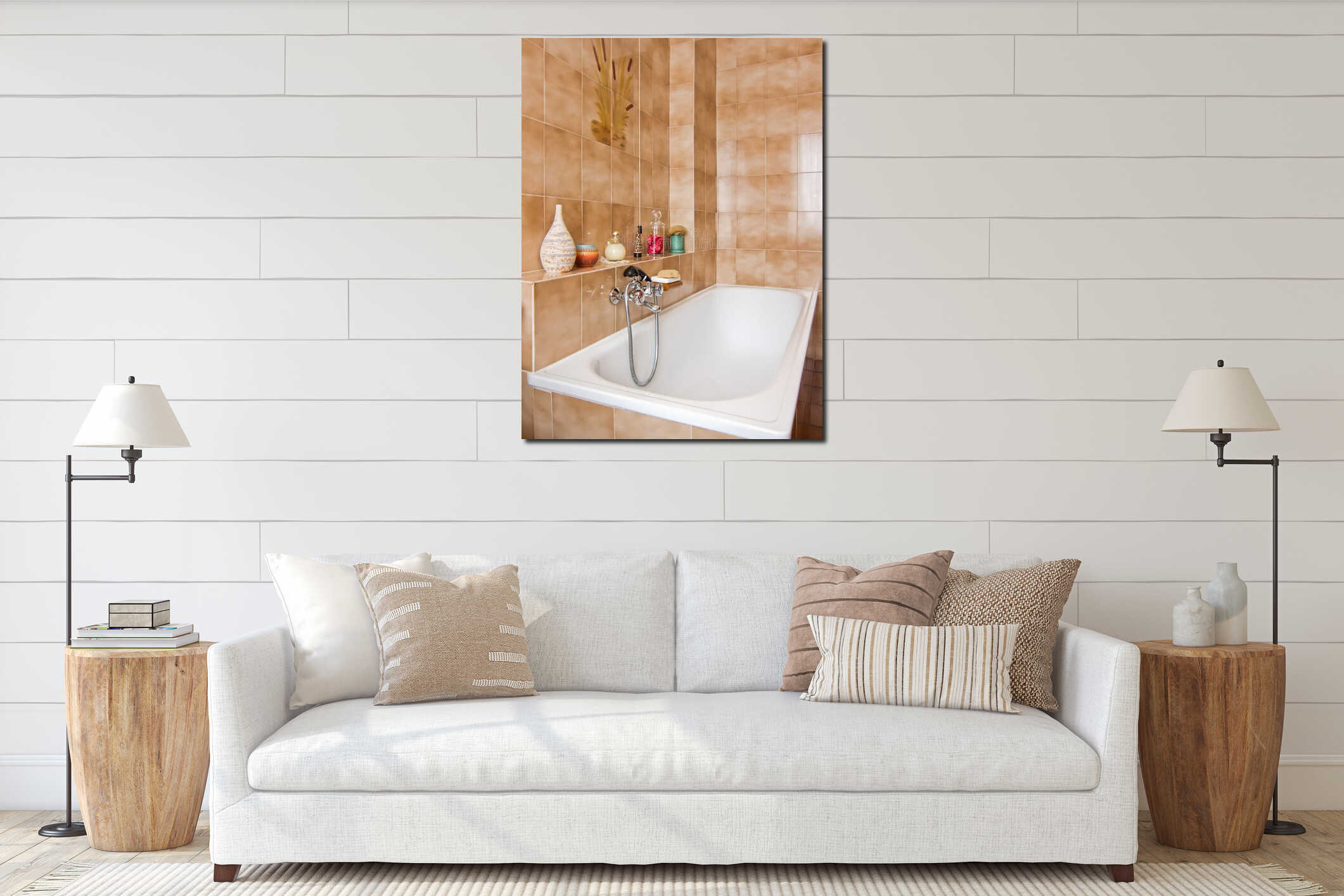 Canvas hanging interior mockup