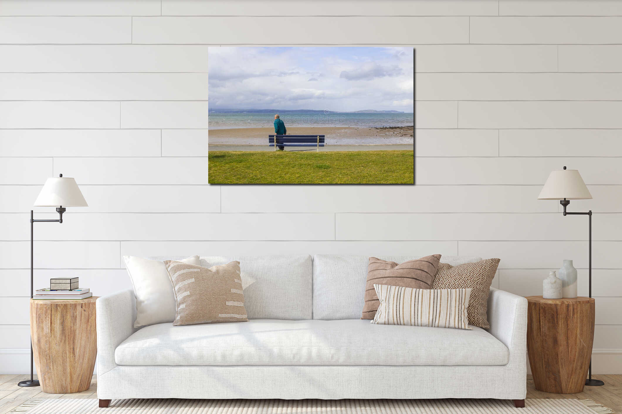 An elderly gentleman walking in Ballyholme Bangor interior mockup