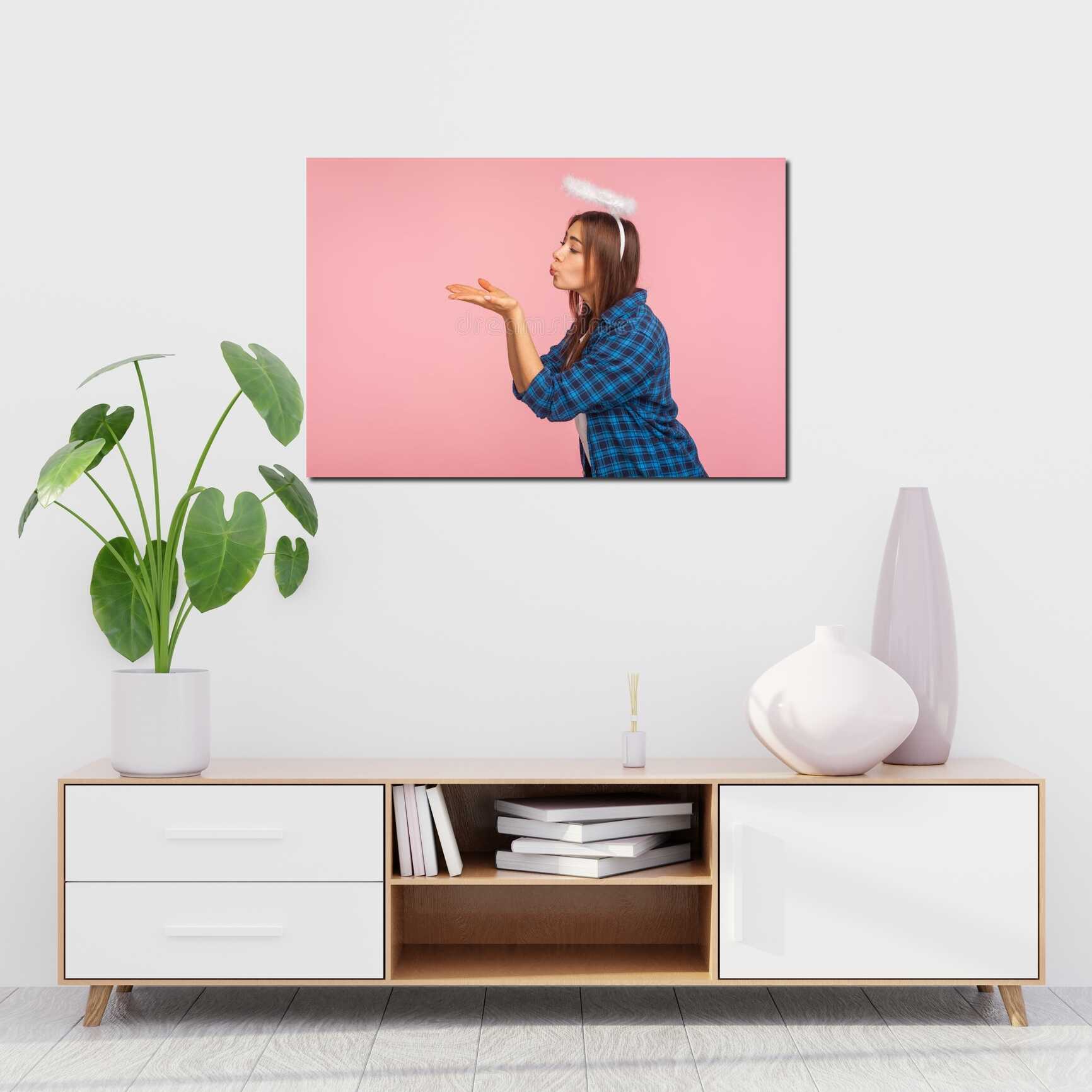 Canvas above sofa for size context