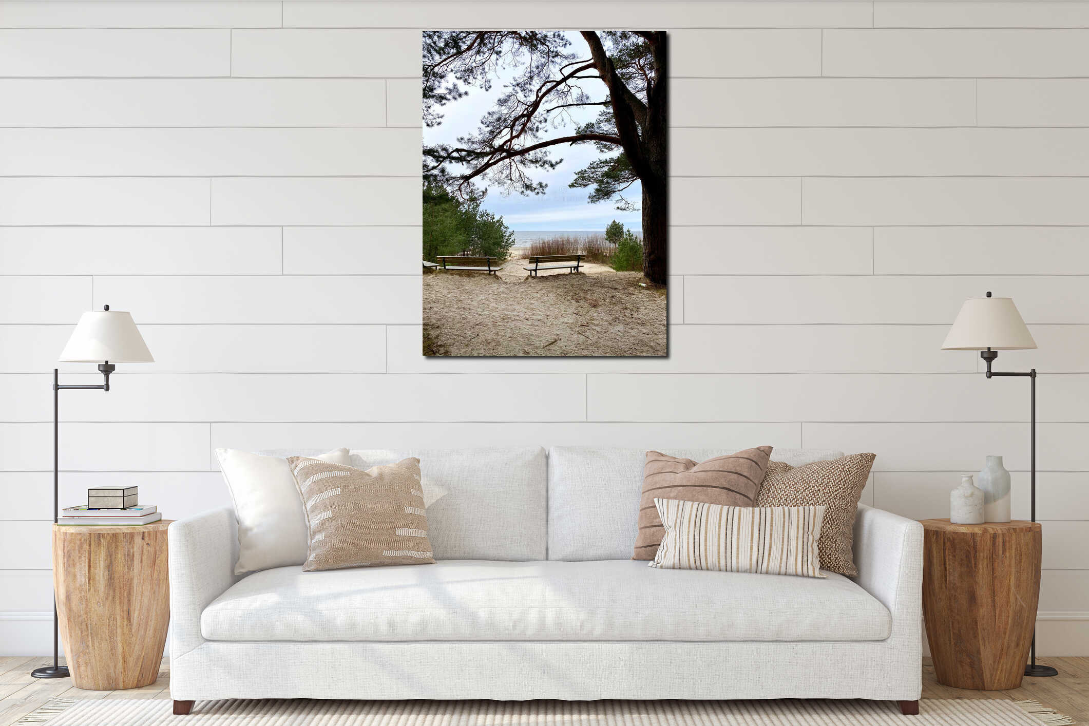 Baltic sea landscape interior mockup