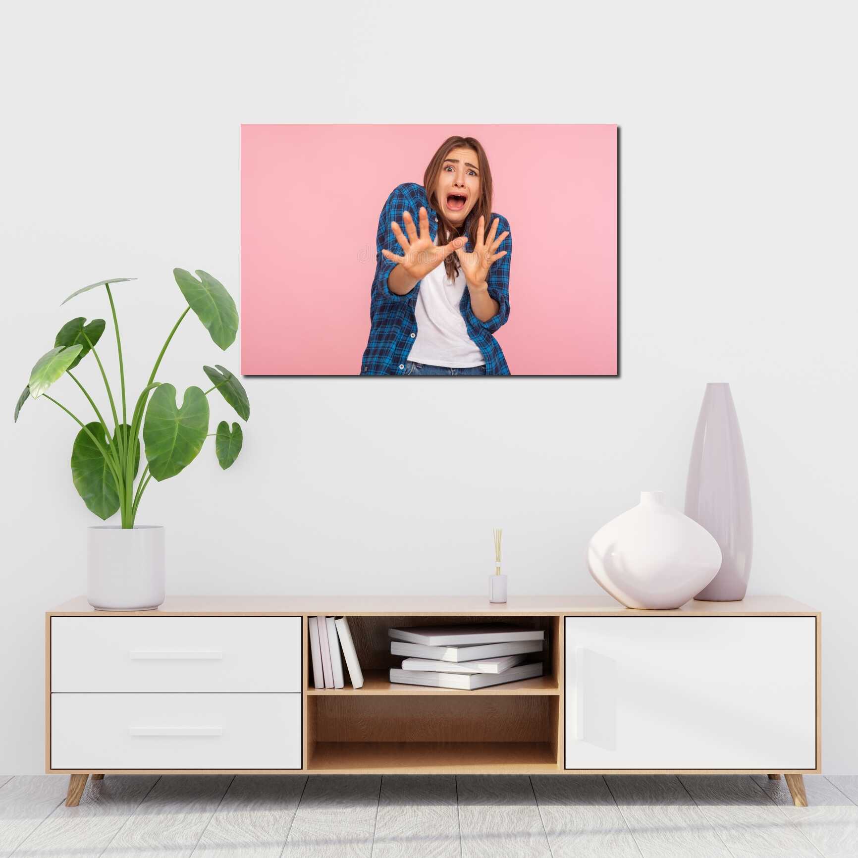 Canvas above sofa for size context