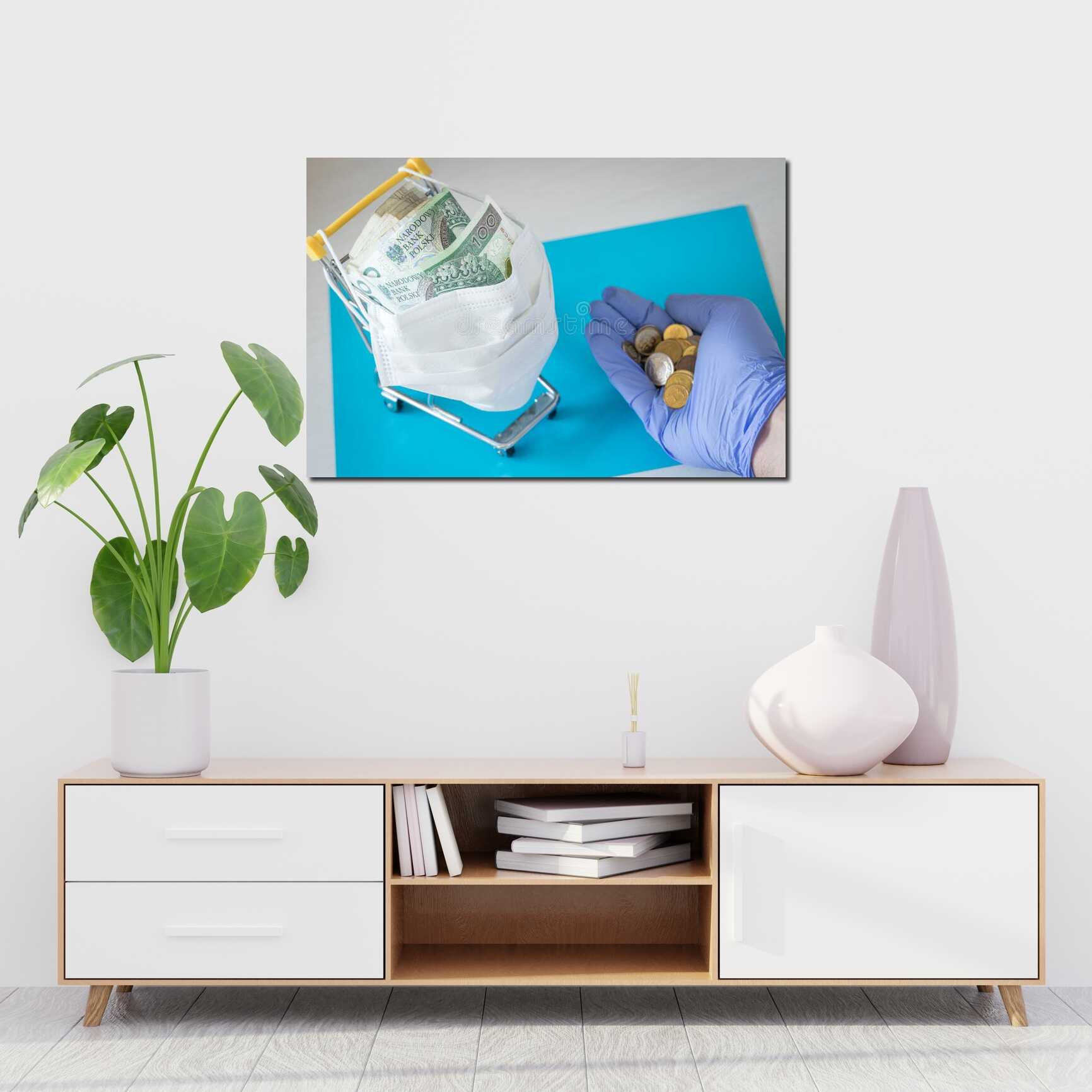 Canvas above sofa for size context