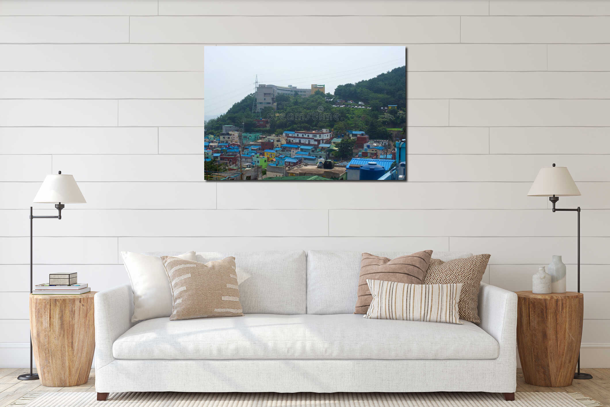 Busan Gamcheon Culture Village in summer interior mockup