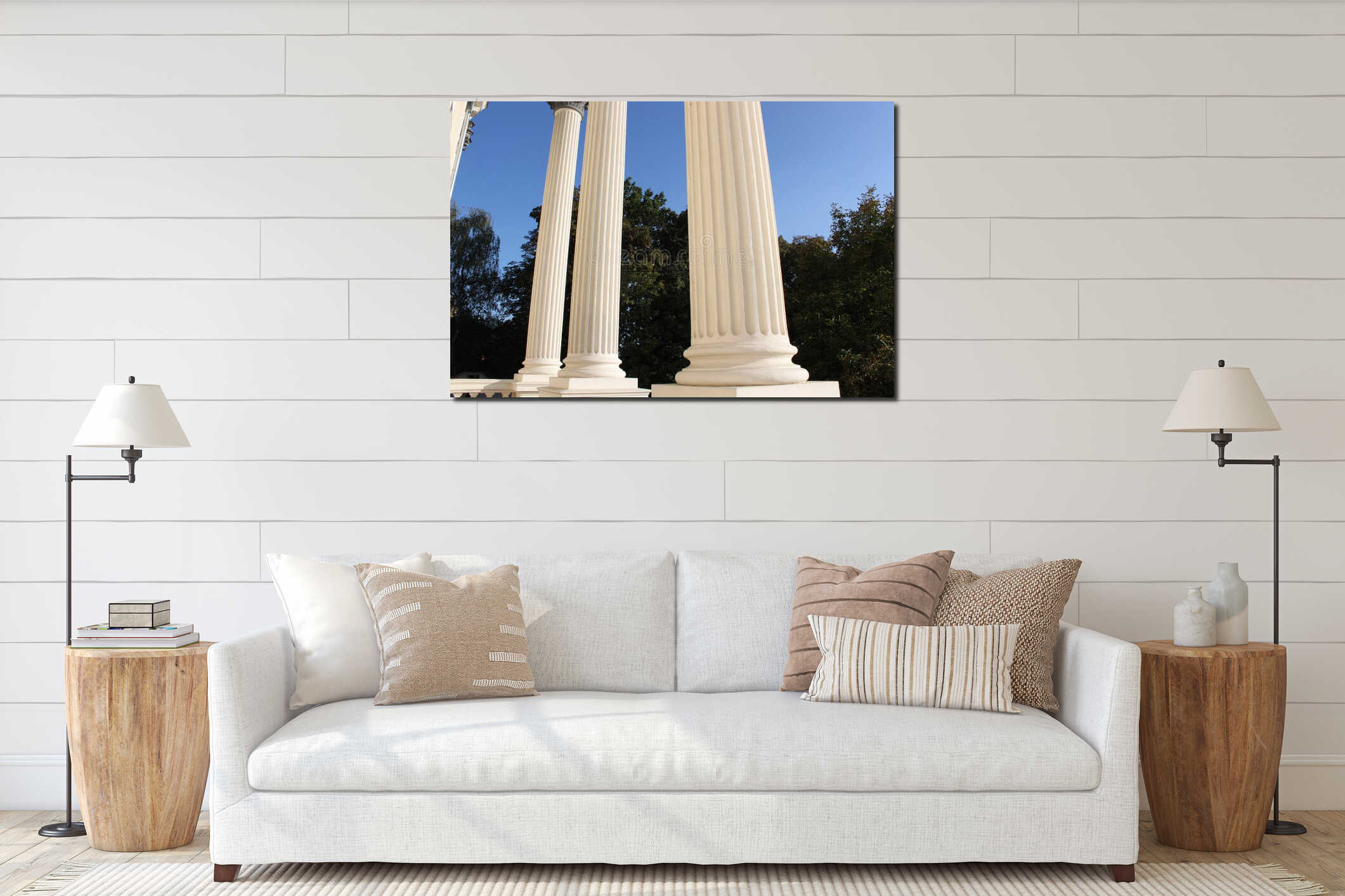 White columns interior mockup