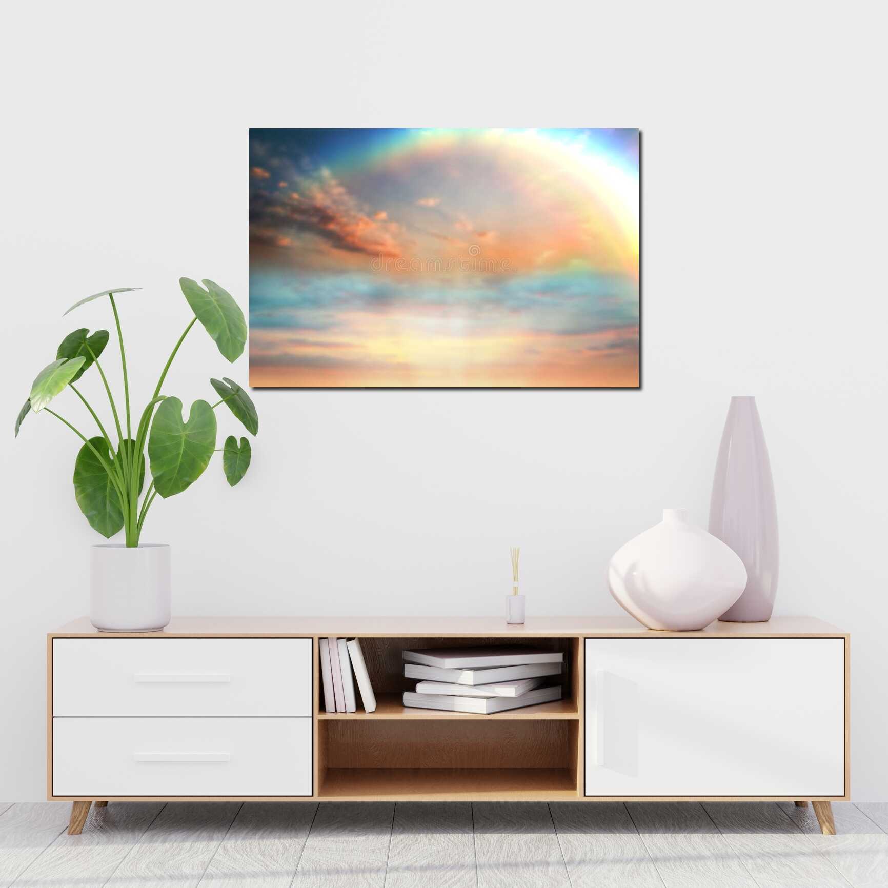 Canvas above sofa for size context