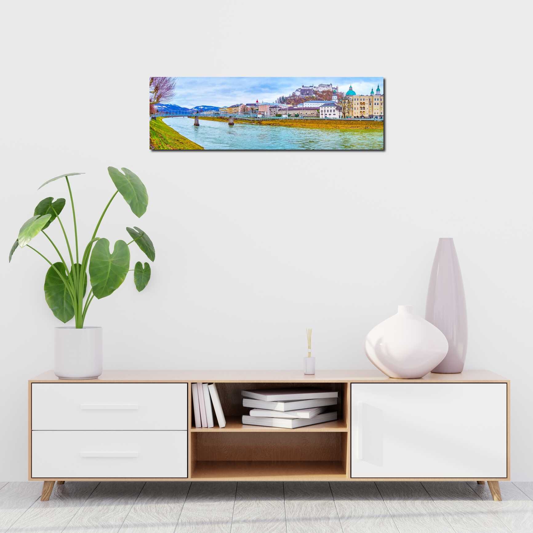 Canvas above sofa for size context