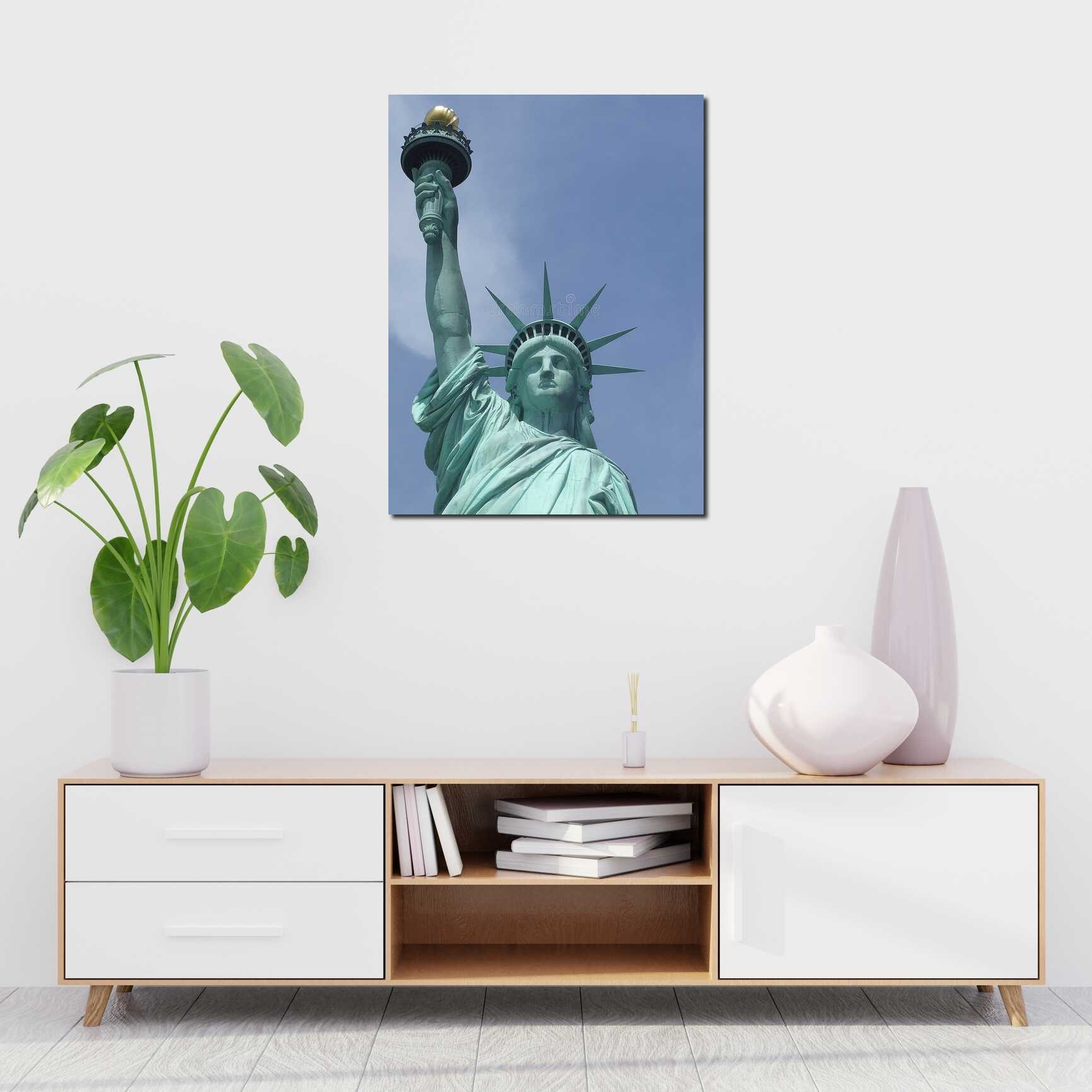 Canvas above sofa for size context