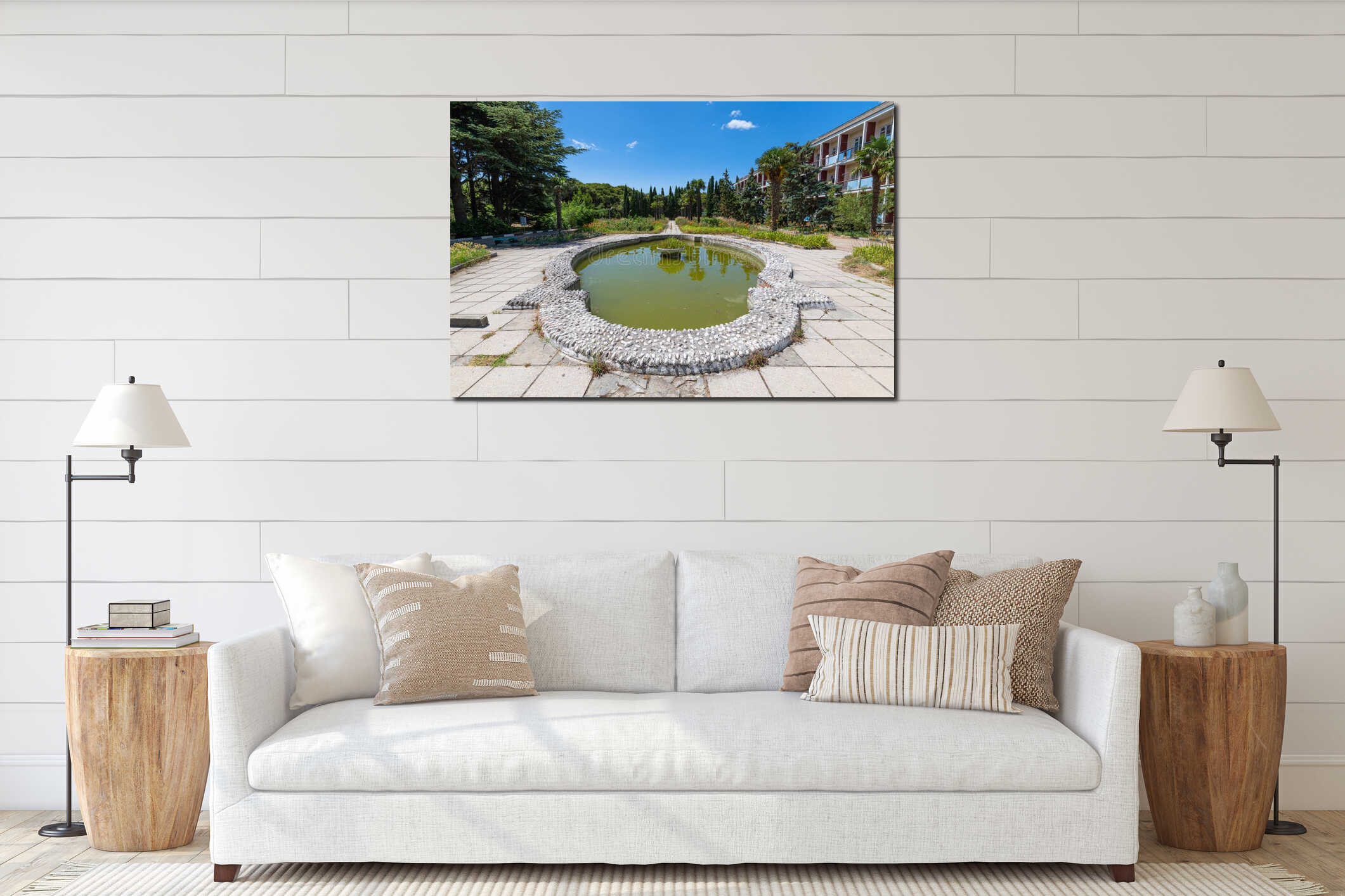 An Old abandoned sanatorium from Soviet times in Foros village, Crimea interior mockup