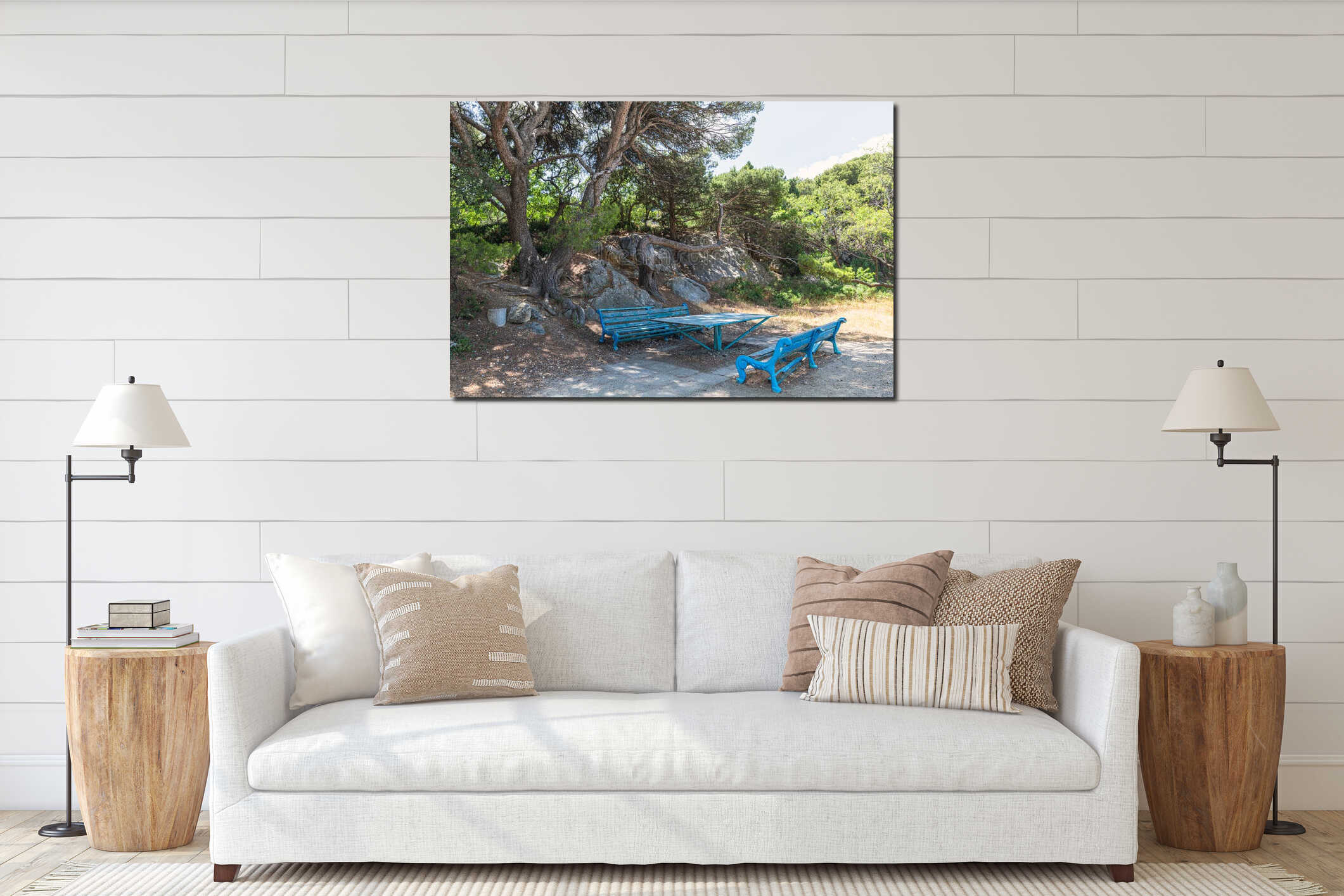 Territory of Old abandoned sanatorium from Soviet times in Foros village, Crimea interior mockup