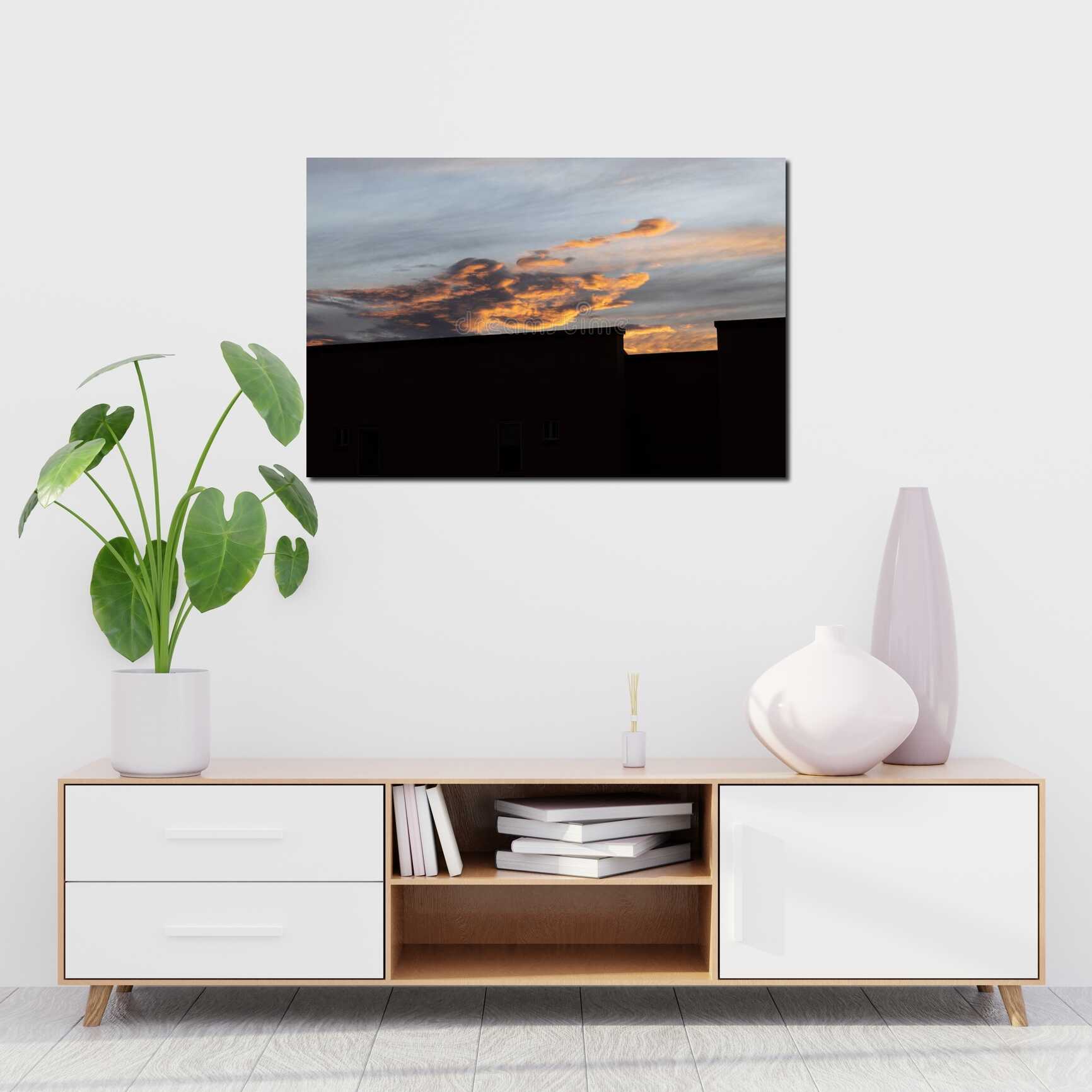 Canvas above sofa for size context