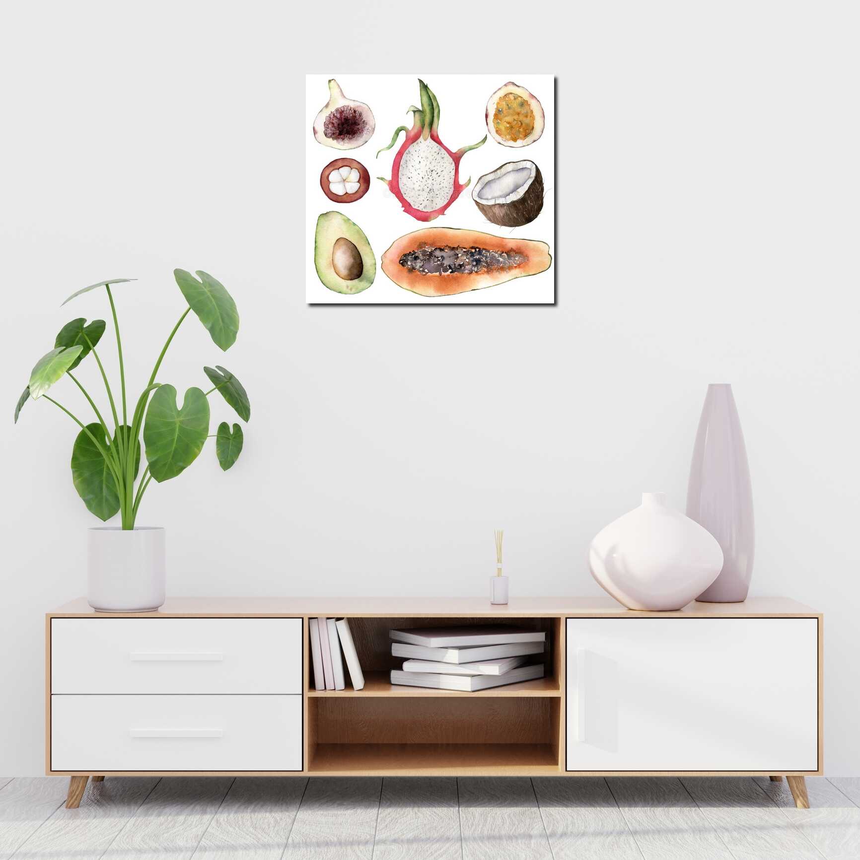 Canvas above sofa for size context