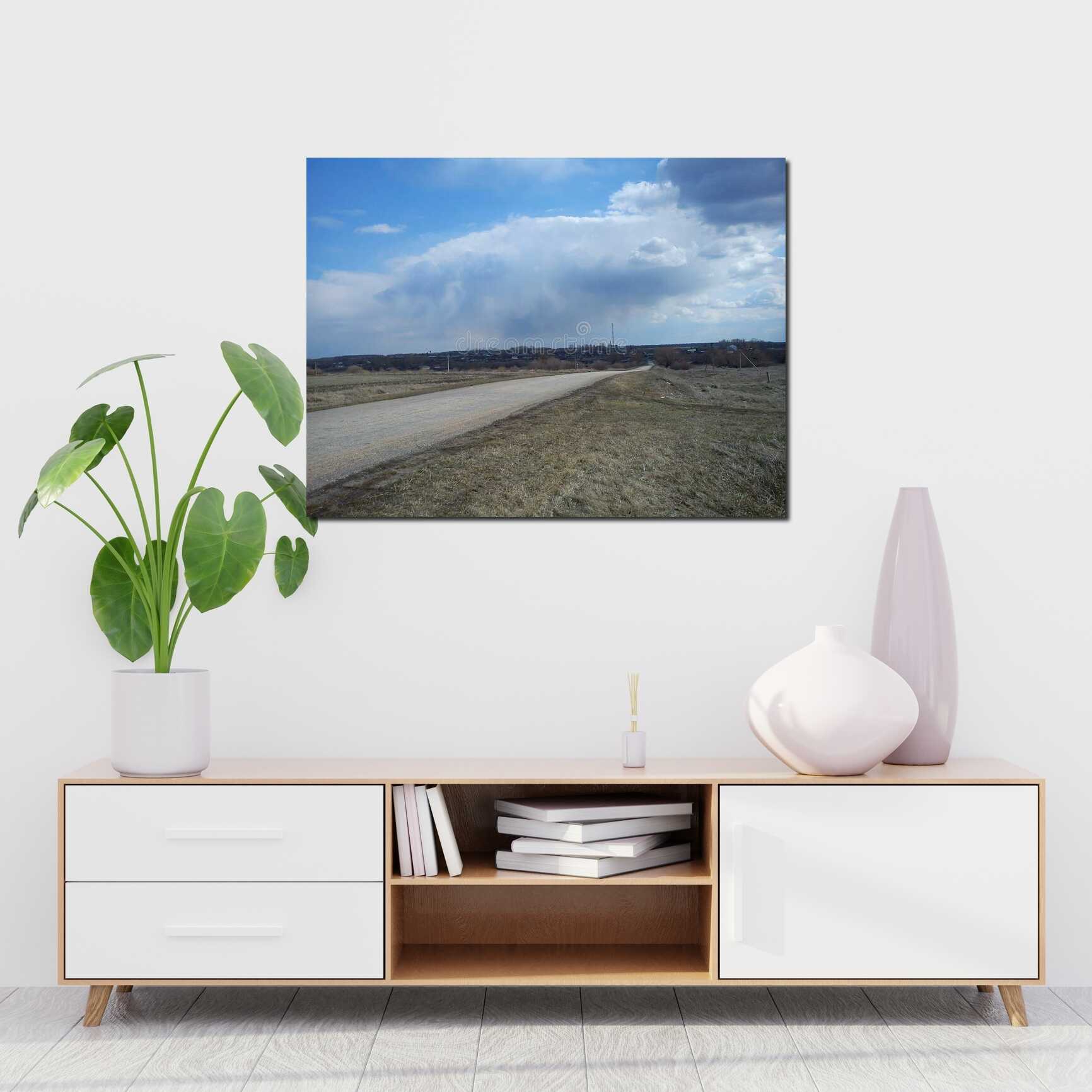 Canvas above sofa for size context