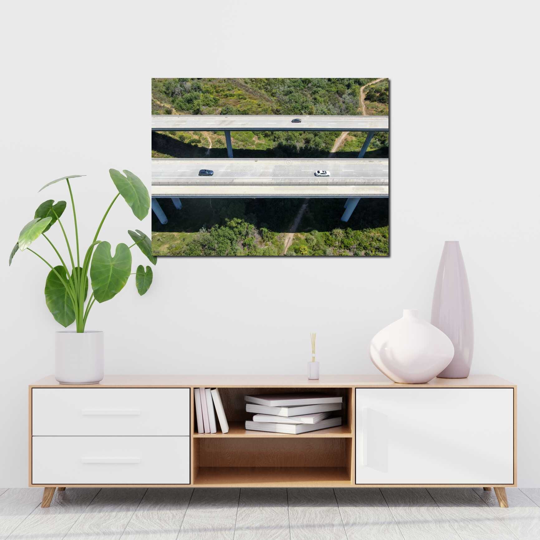 Canvas above sofa for size context