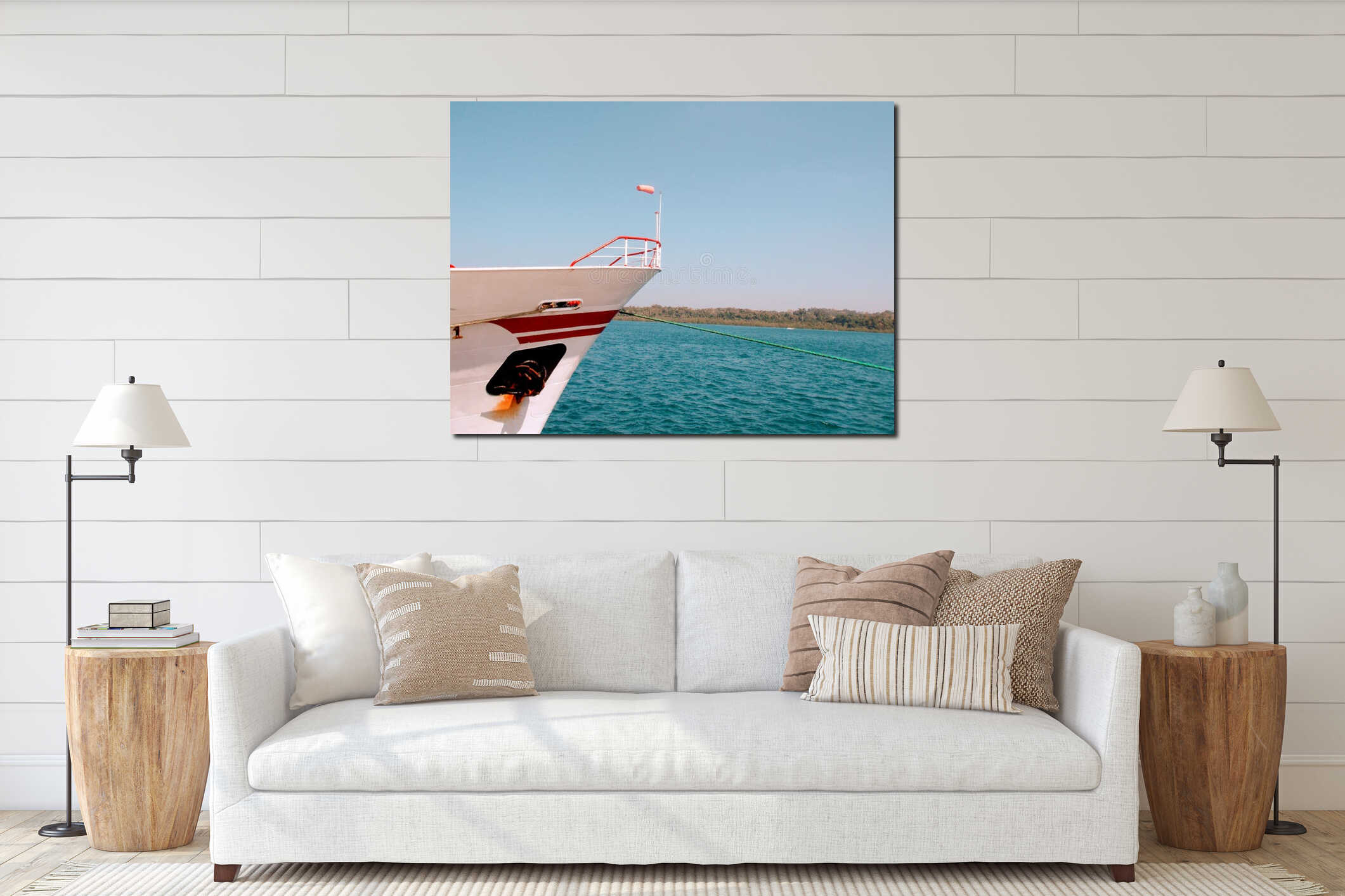 Big ships floating at harbour of Portblair andman Nicobar Islands interior mockup