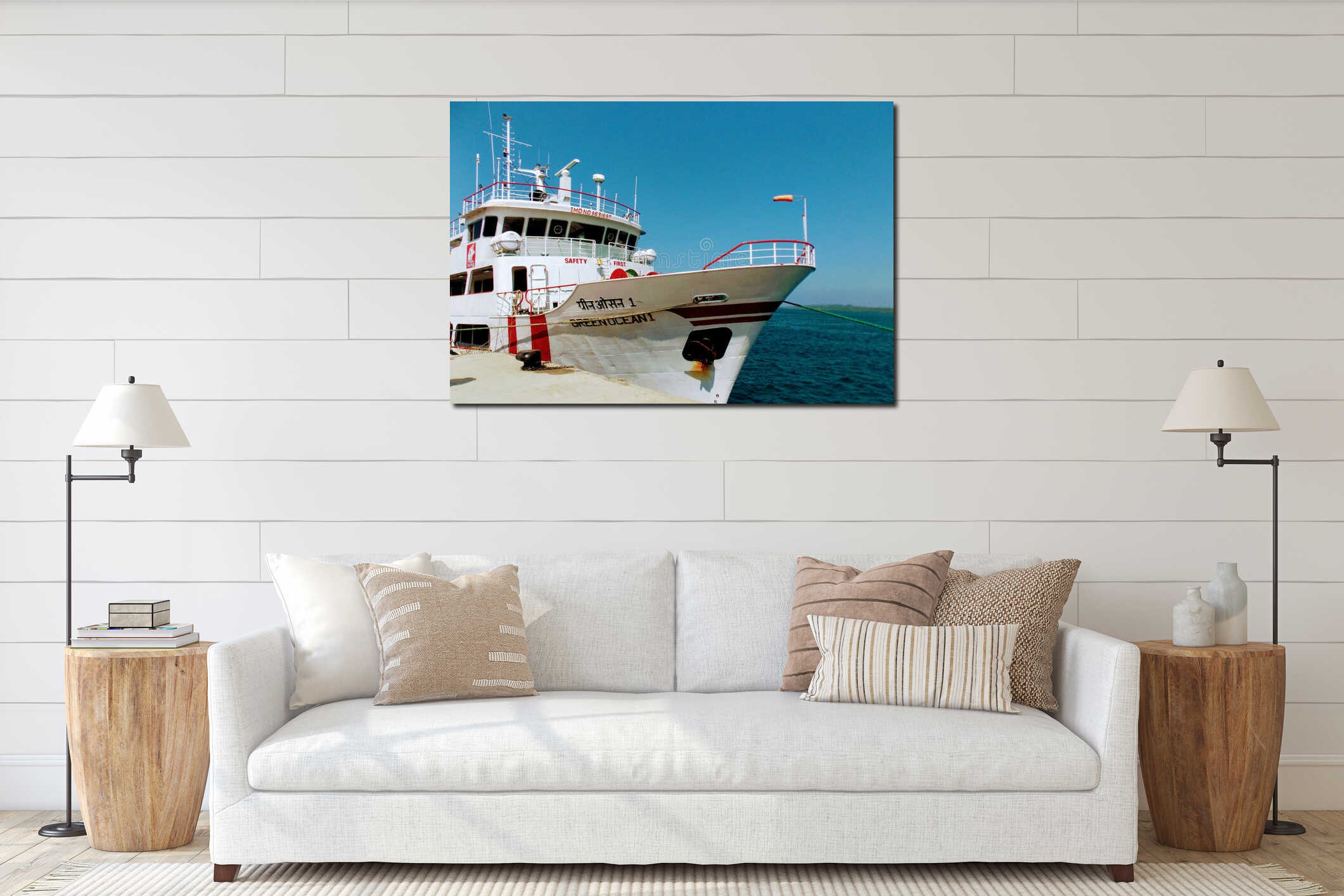 Cruise ships floating at harbour of Portblair andman Nicobar Islands interior mockup