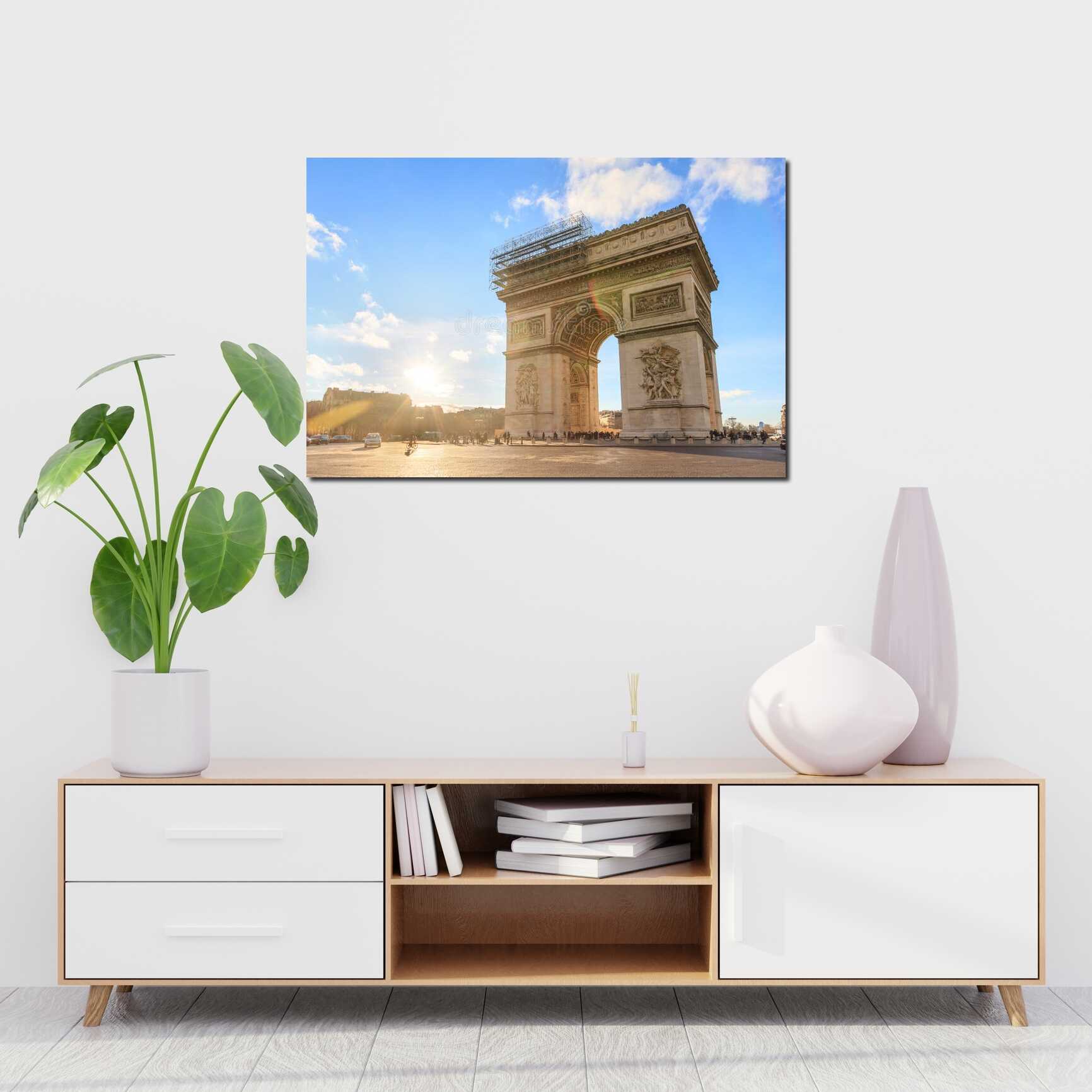 Canvas above sofa for size context