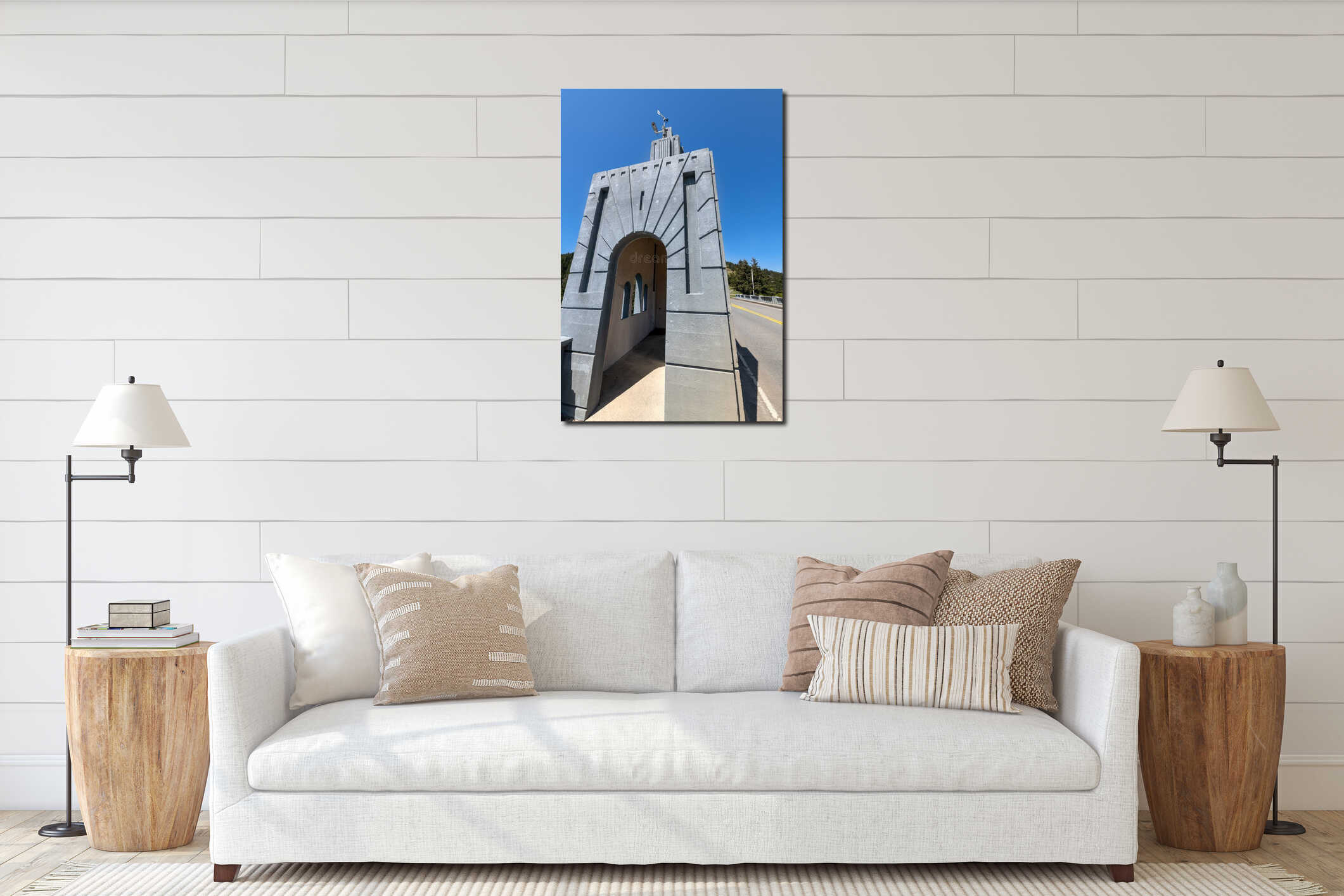 Obelisk on the Rogue River bridge in Gold Beach, Oregon  interior mockup