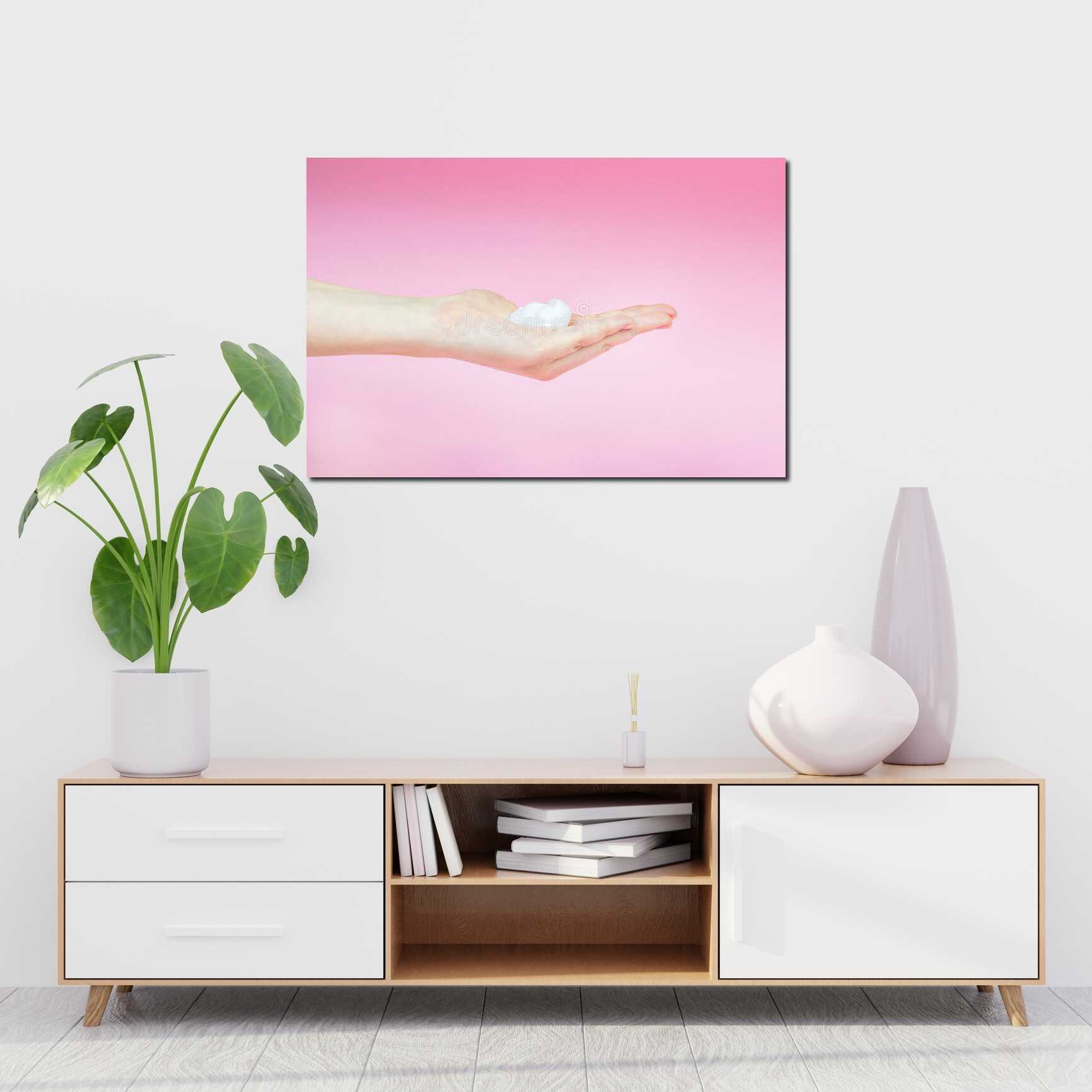 Canvas above sofa for size context