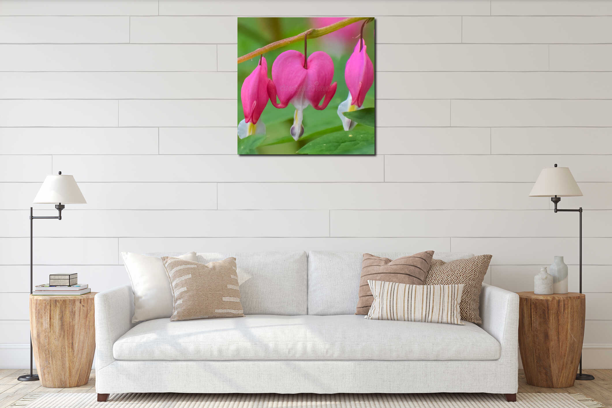 Bleeding Heart Flowers Hanging in Garden interior mockup