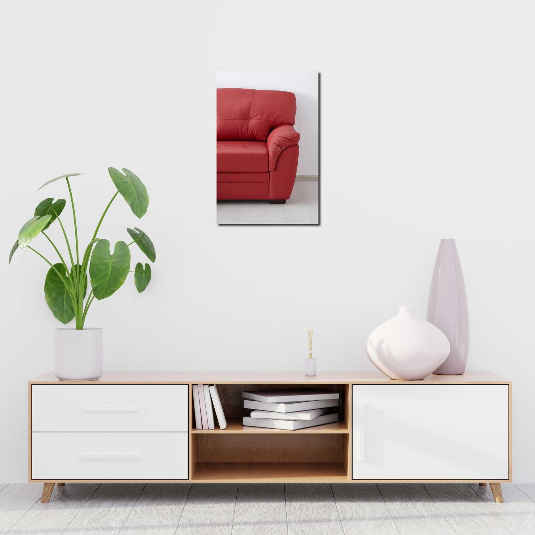 Canvas above sofa for size context