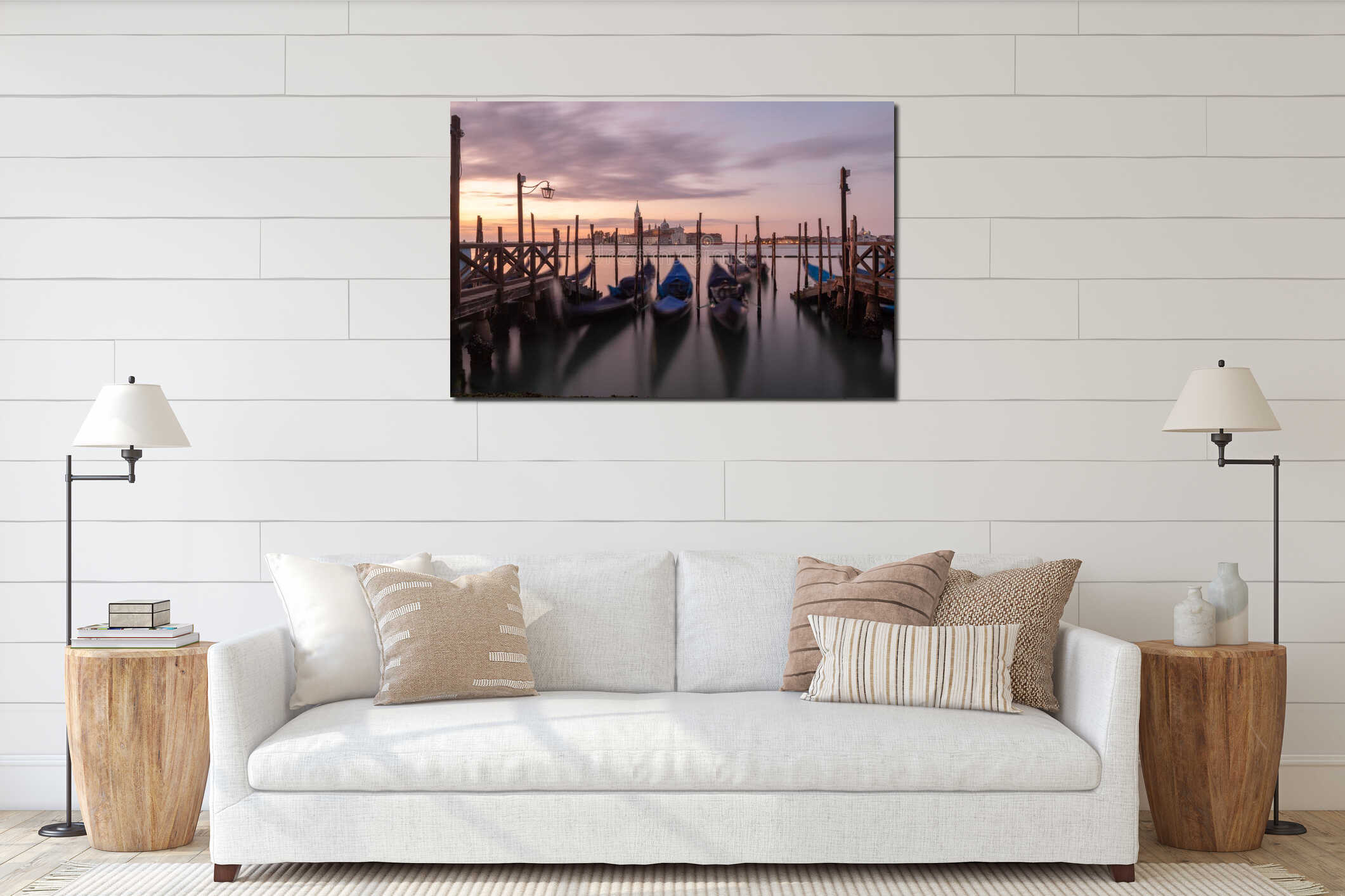 Sunrise in San Marco square, Venice, Italy. Venice Grand Canal. Architecture and landmarks of Venice interior mockup