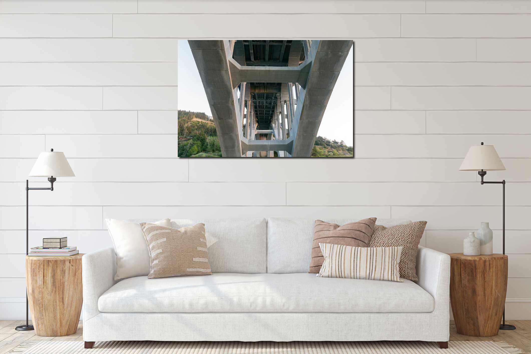 Underneath the Rogue River Bridge at Gold Beach, Oregon, USA interior mockup