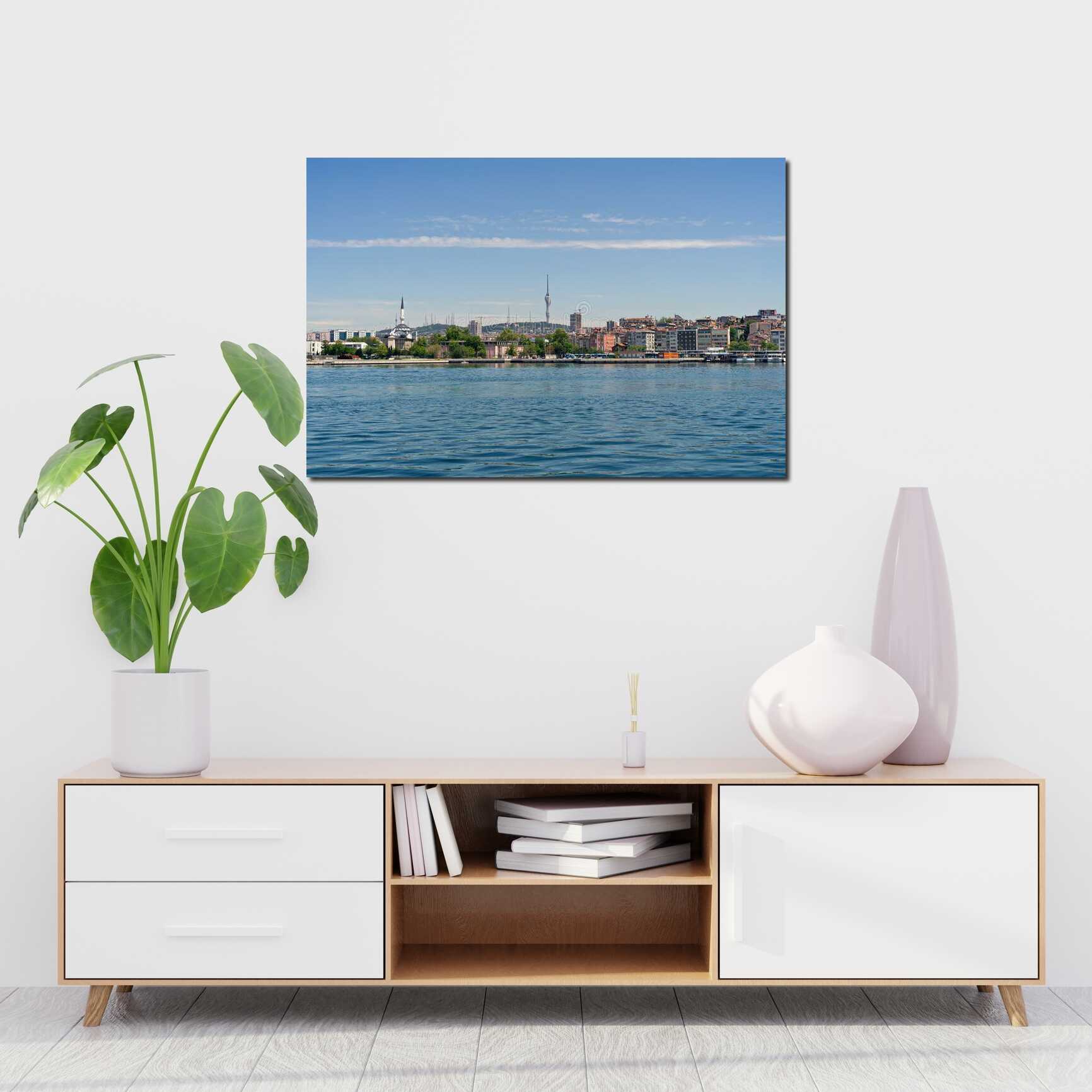 Canvas above sofa for size context