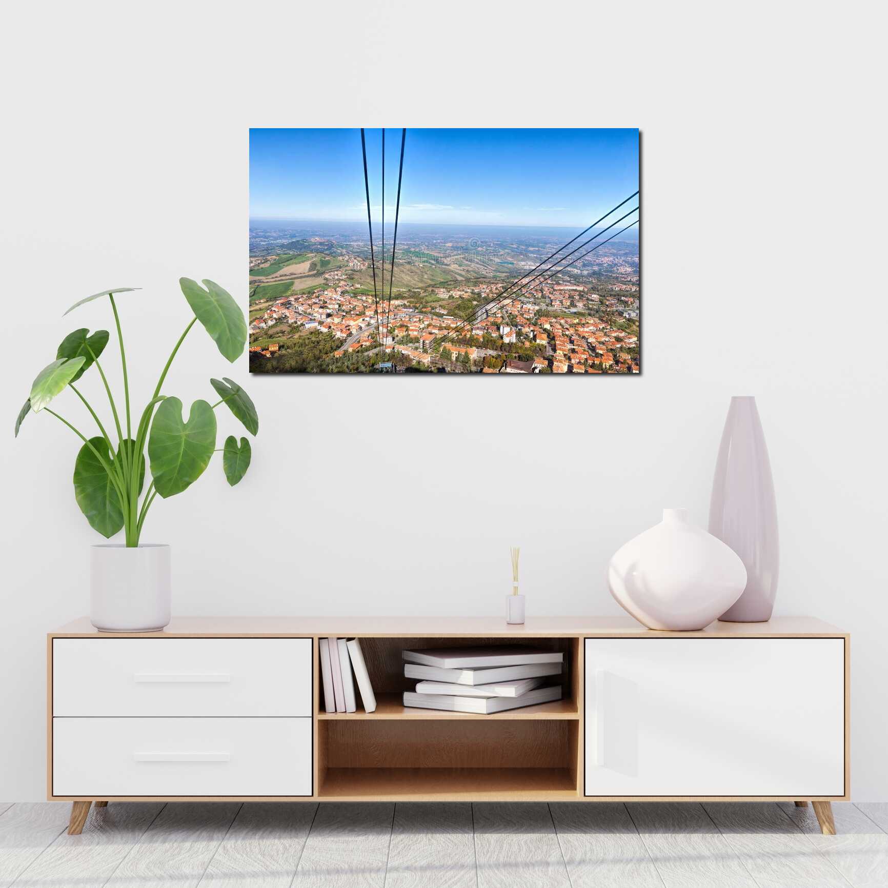 Canvas above sofa for size context