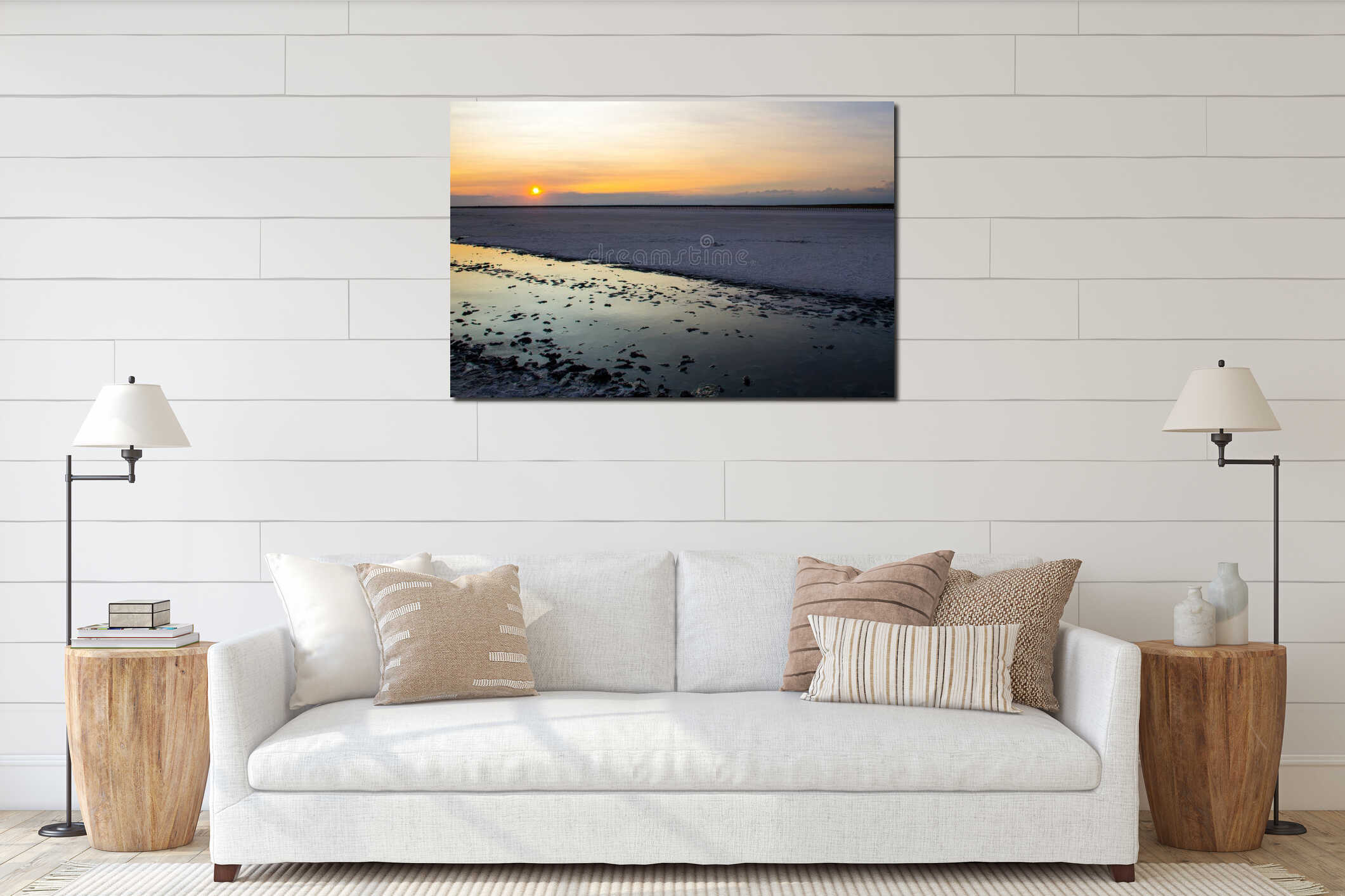 Pink salty Siwash Lake at sunset interior mockup