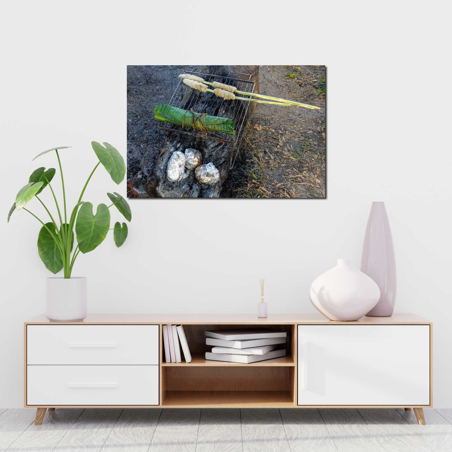 Canvas above sofa for size context